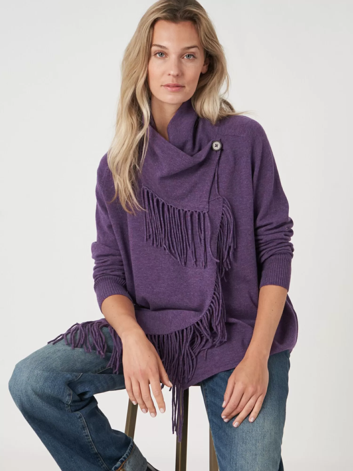 Fashion Asymmetrisch Vest Met Franje Van Cashmere-Mix Dames Vesten