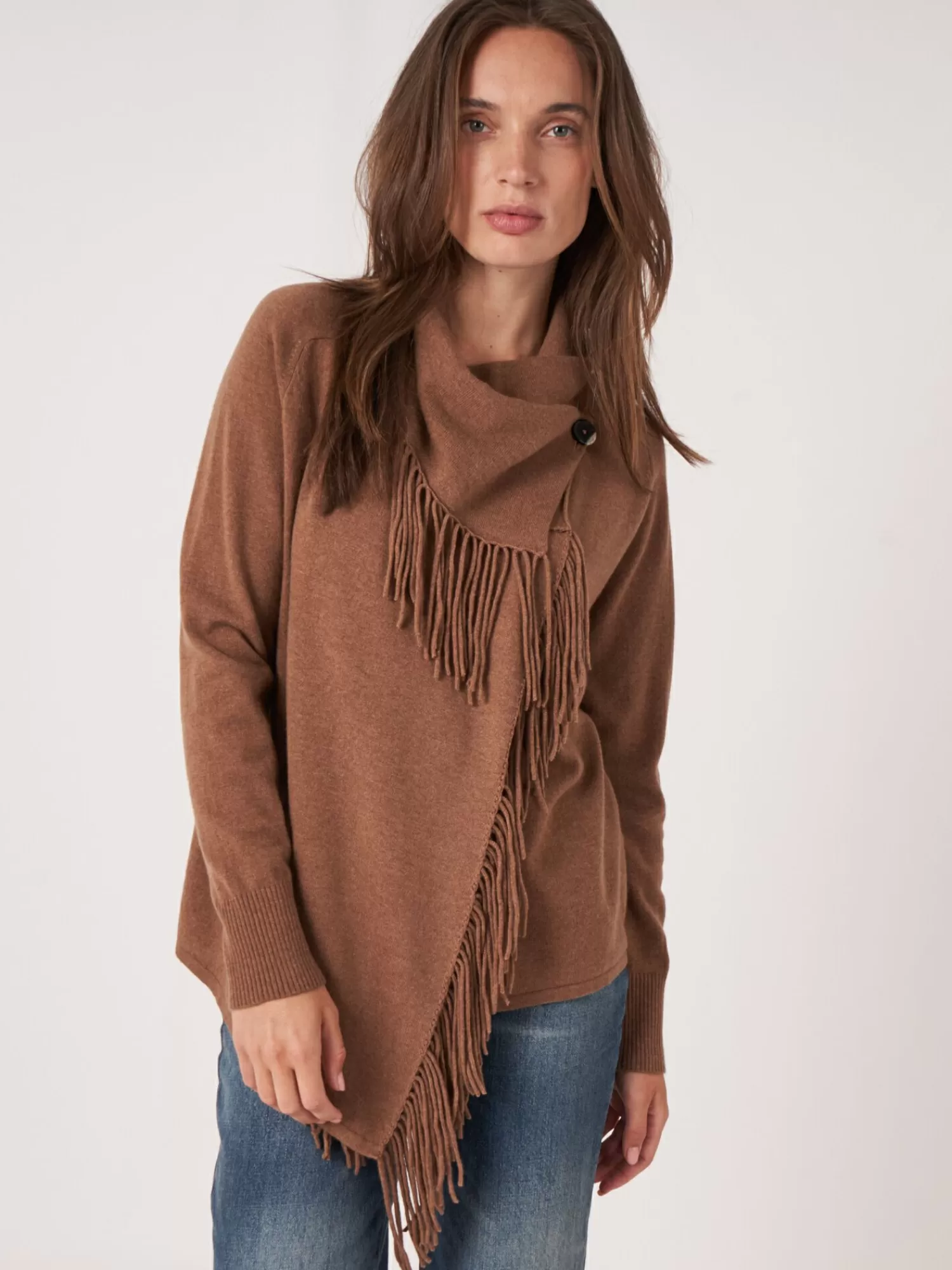 Sale Asymmetrisch Vest Met Franje Van Cashmere-Mix Dames Vesten