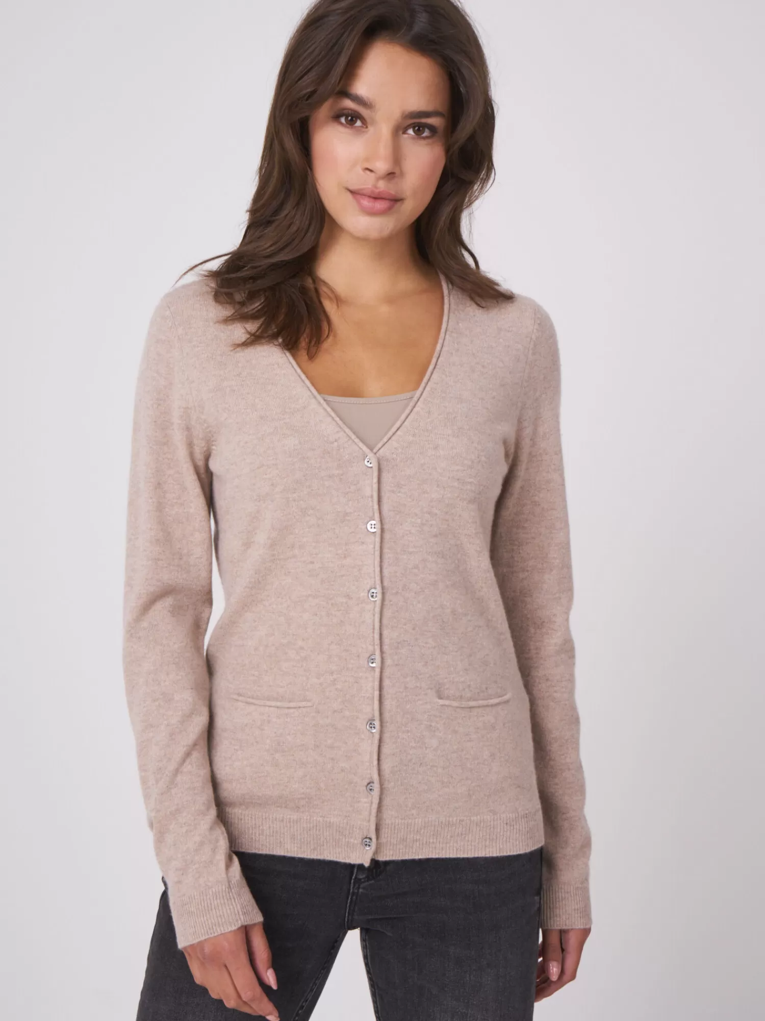 Cheap Basic Cardigan Met V-Hals En Zakken Dames Vesten