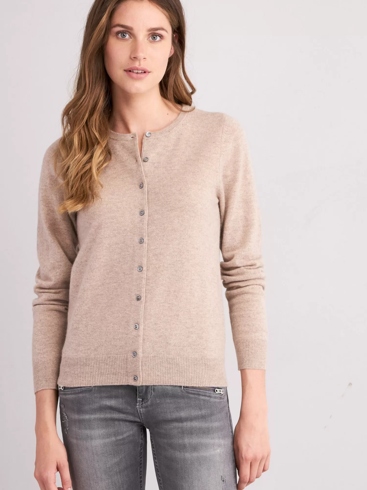 Discount Basic Cashmere Cardigan Met Ronde Hals Dames Vesten