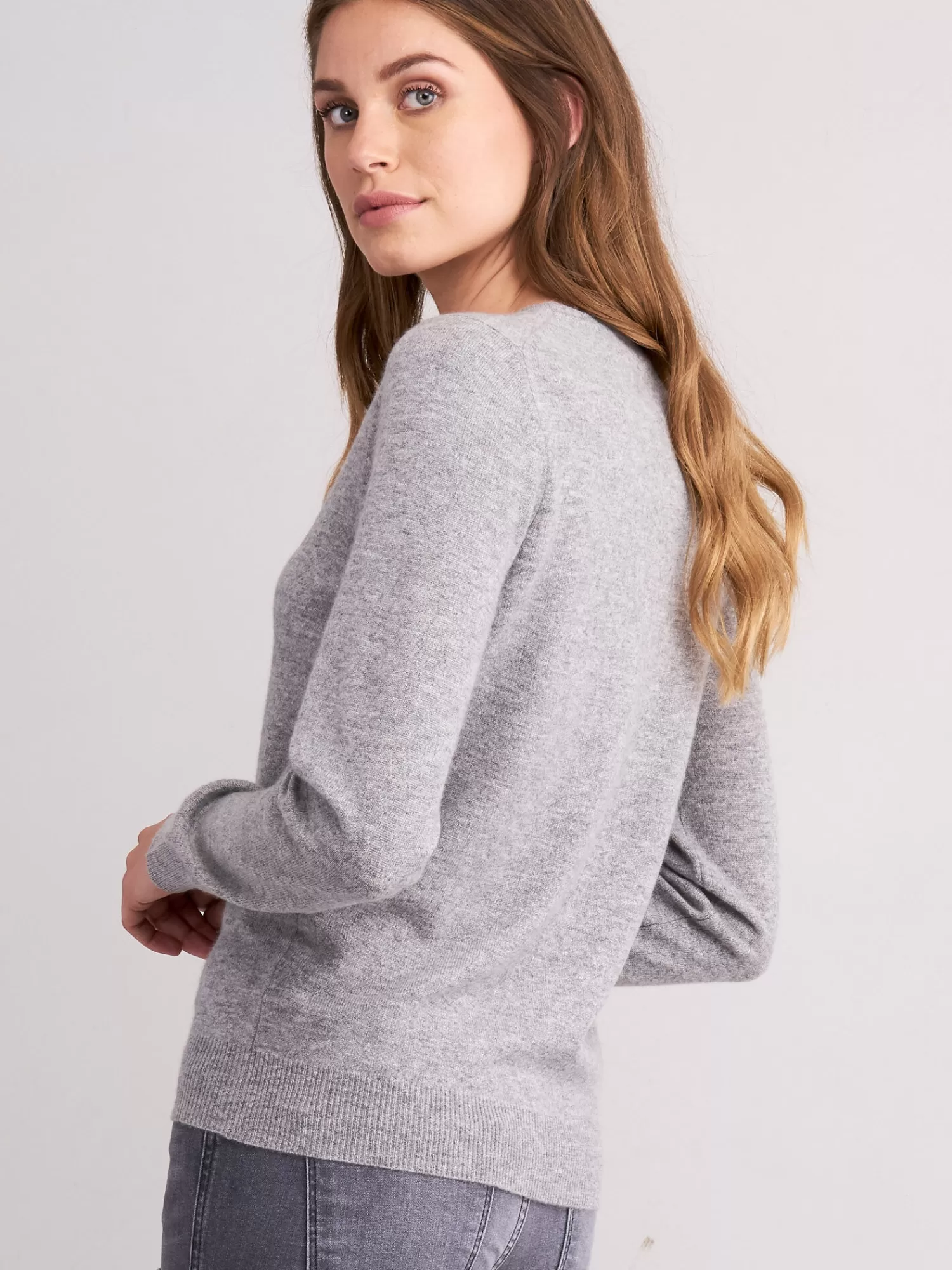 Sale Basic Cashmere Cardigan Met Ronde Hals Dames Vesten