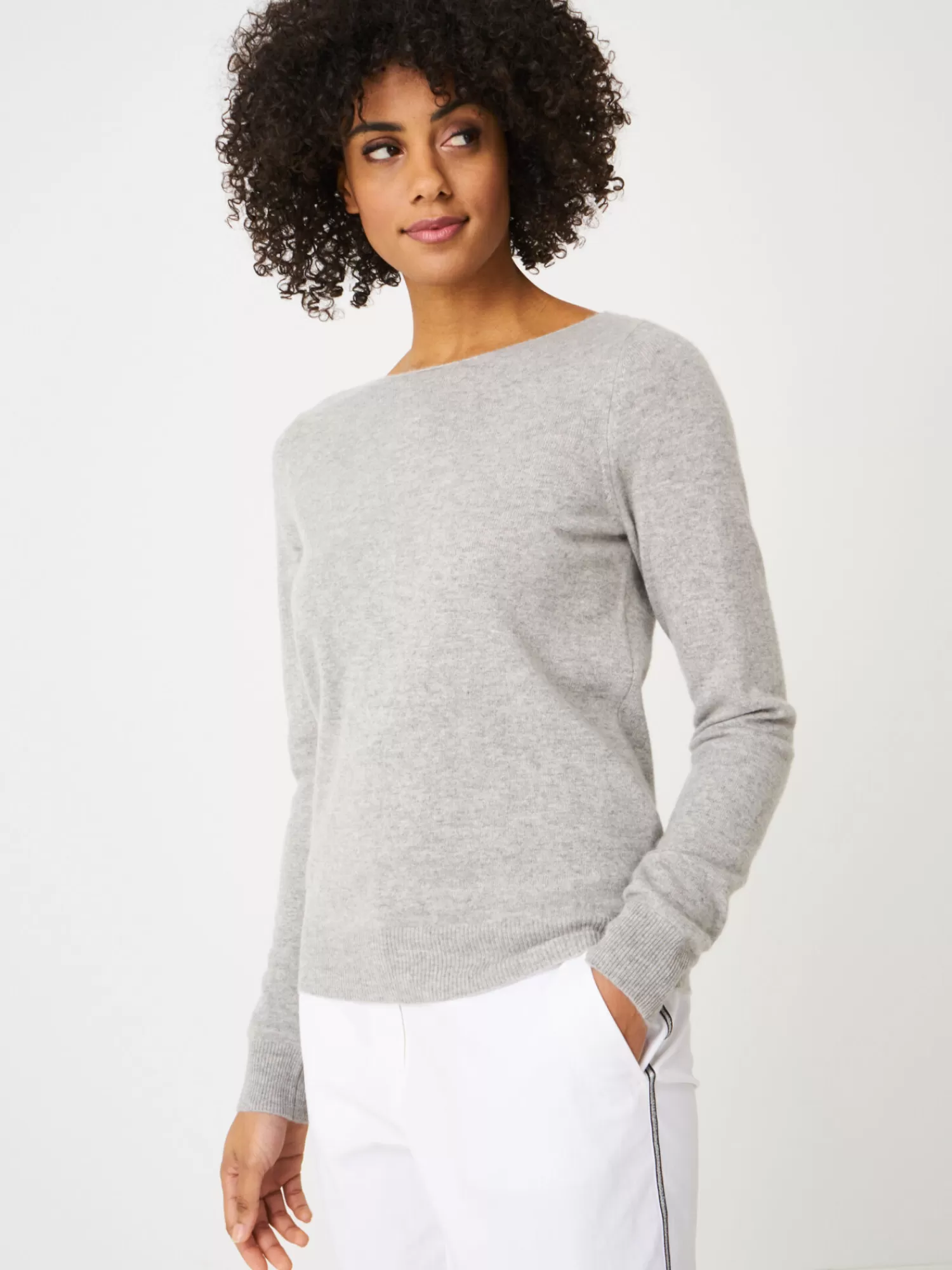 Store Basic Organisch Cashmere Boothals Trui Dames Organic Cashmere