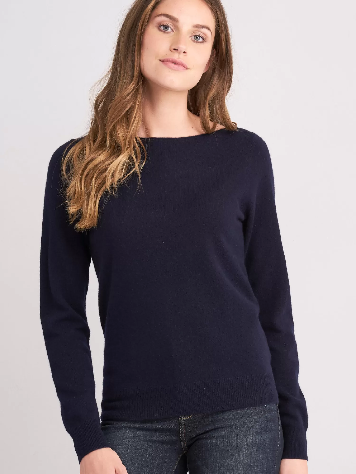 Cheap Basic Organisch Cashmere Boothals Trui Dames Truien