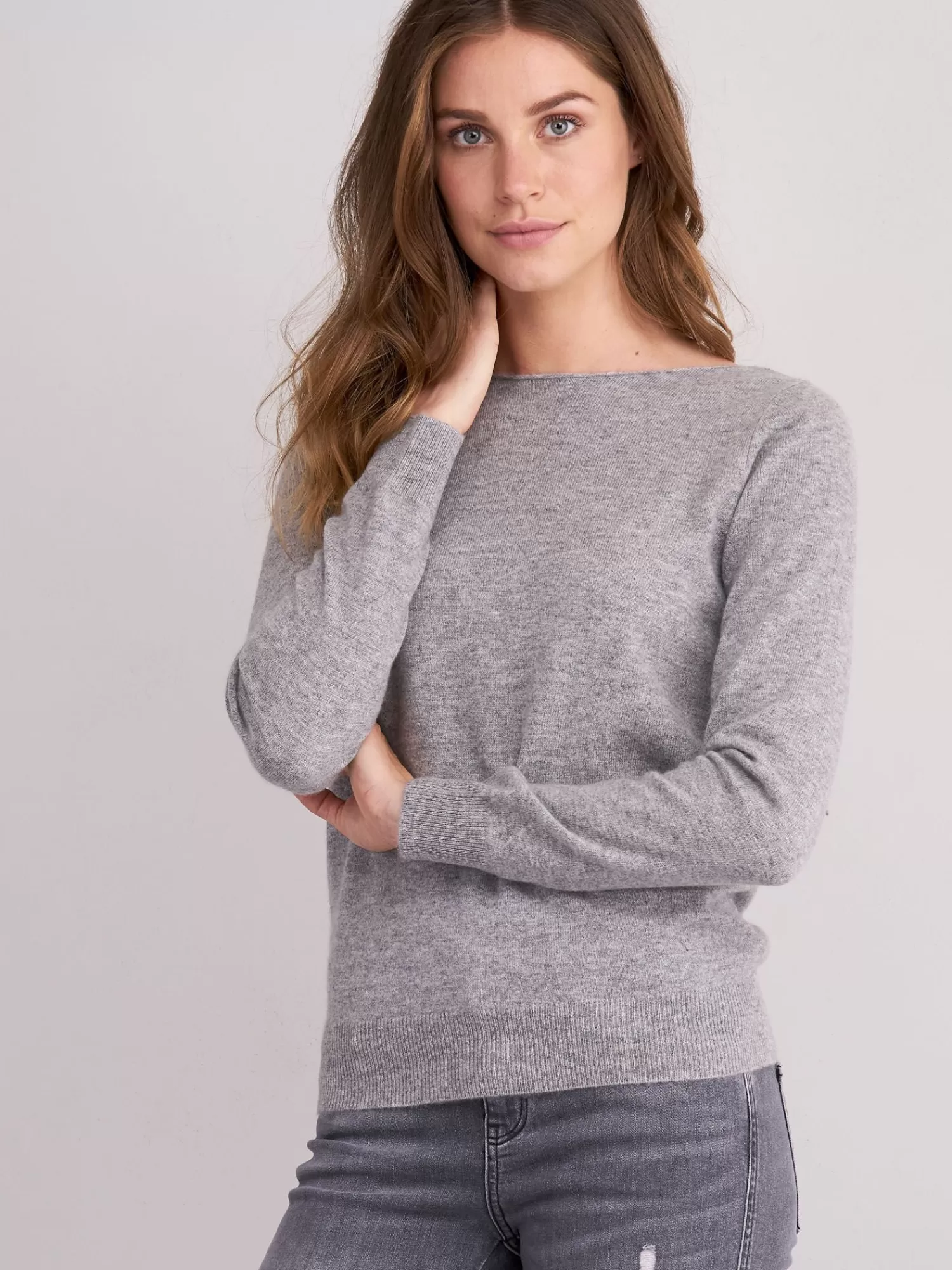 Cheap Basic Organisch Cashmere Boothals Trui Dames Truien