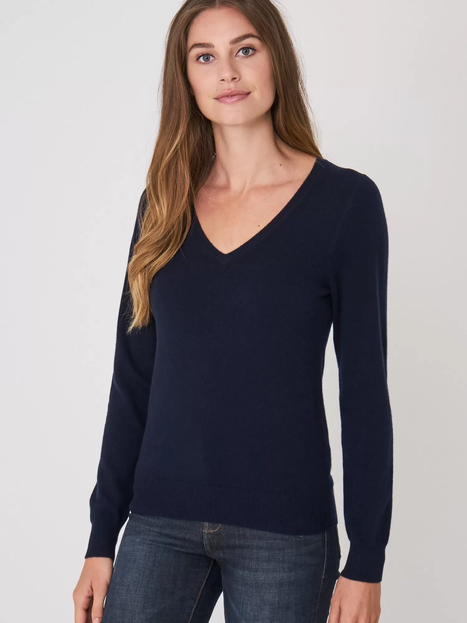 Store Basic Organisch Cashmere V-Hals Trui Dames Truien