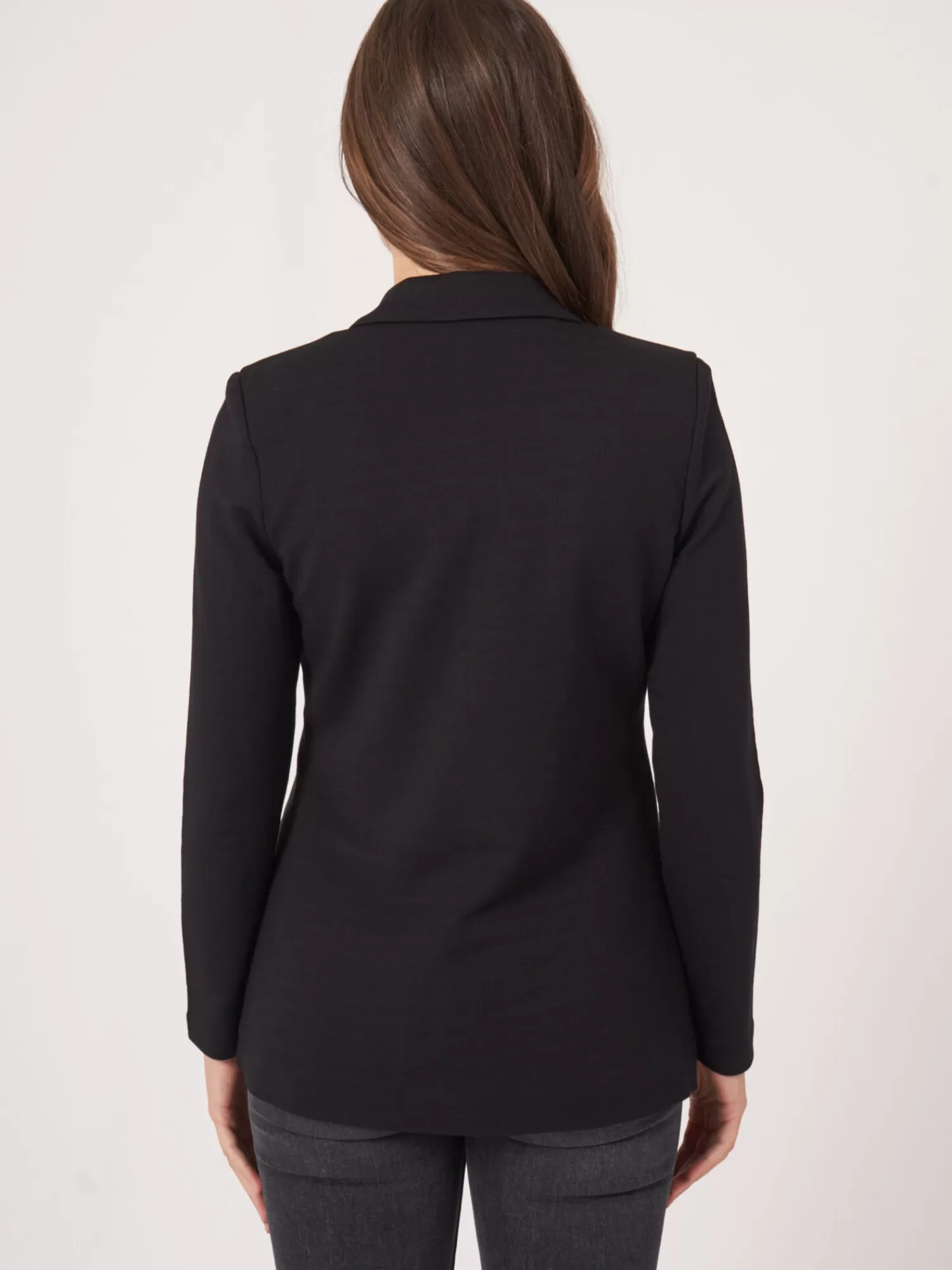 Hot Blazer Van Sweatshirtstof Middellang Dames Jassen & Blazers