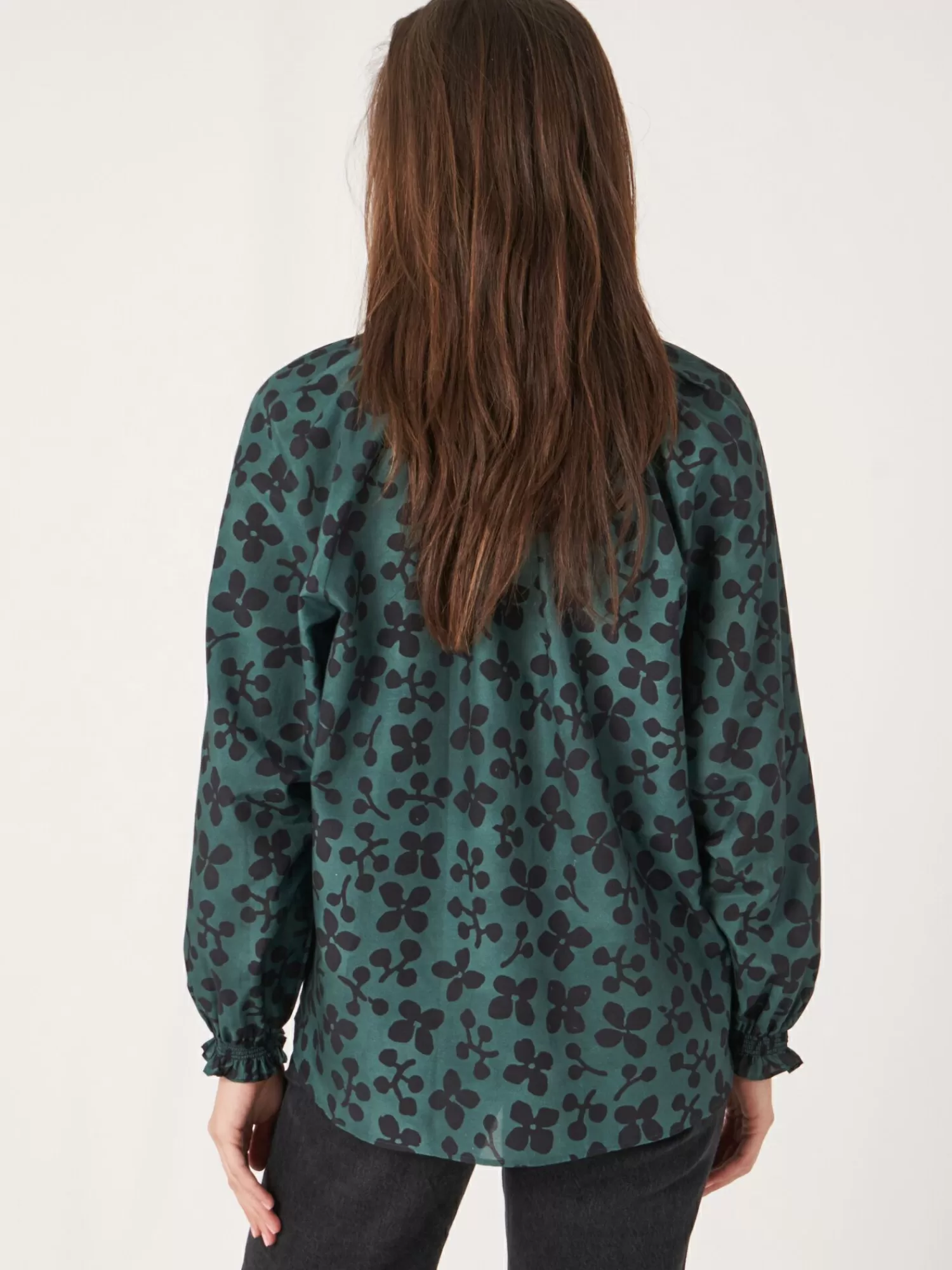 Online Blouse Met Bloemenprint Van Katoen-Zijde-Mix Dames Blouses