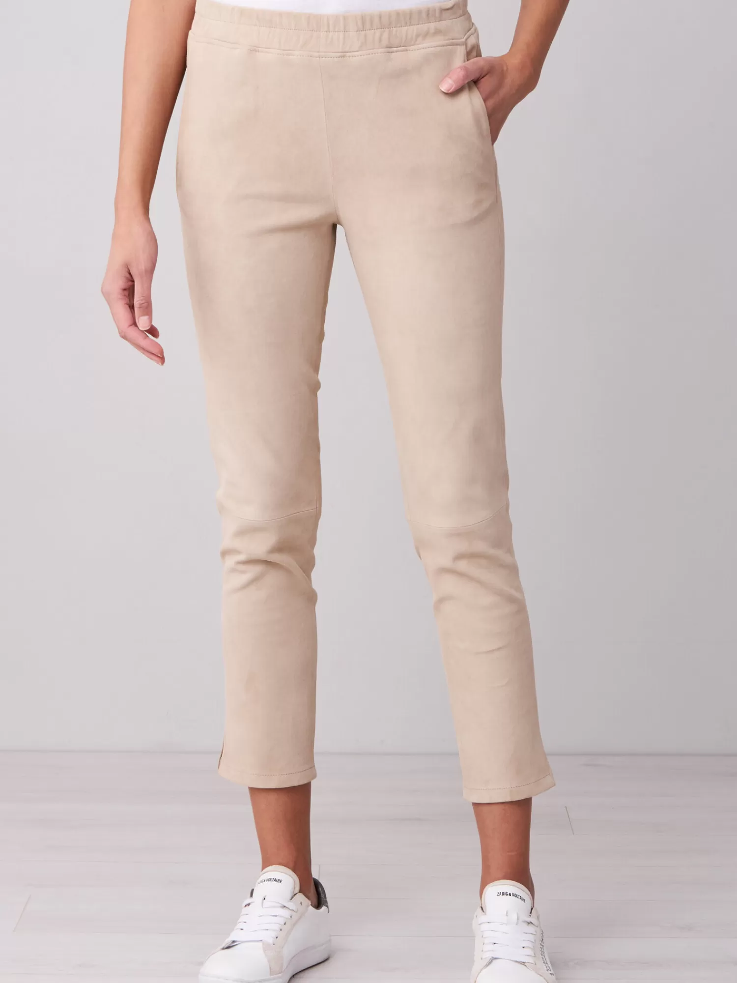 Hot Broek Van Suede Leer Met Stretch Dames Leer