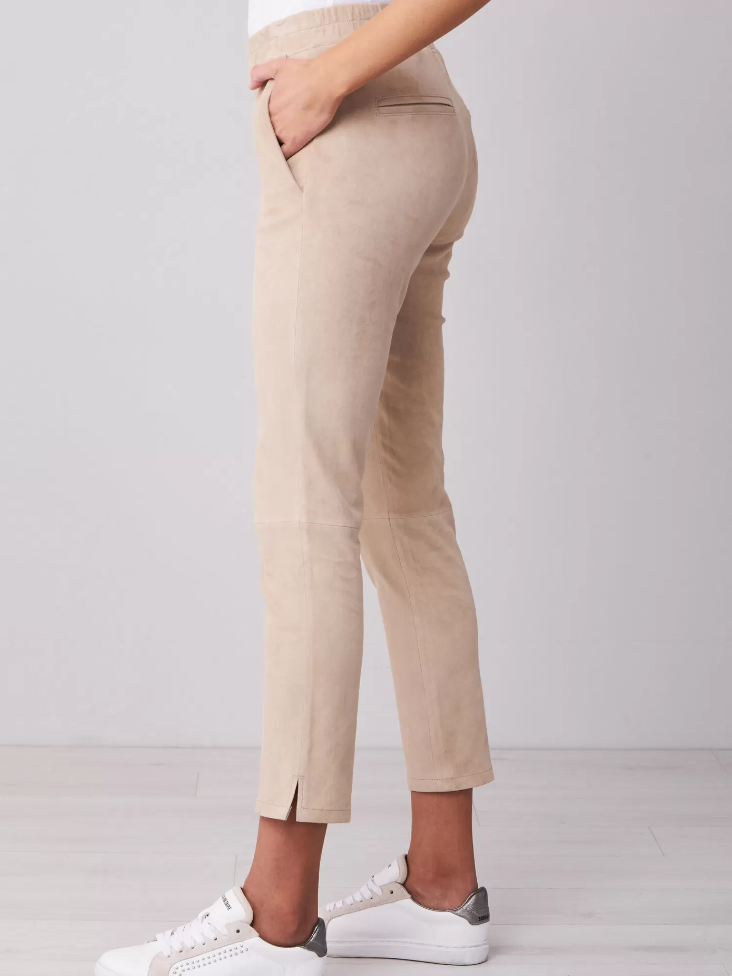 Hot Broek Van Suede Leer Met Stretch Dames Leer