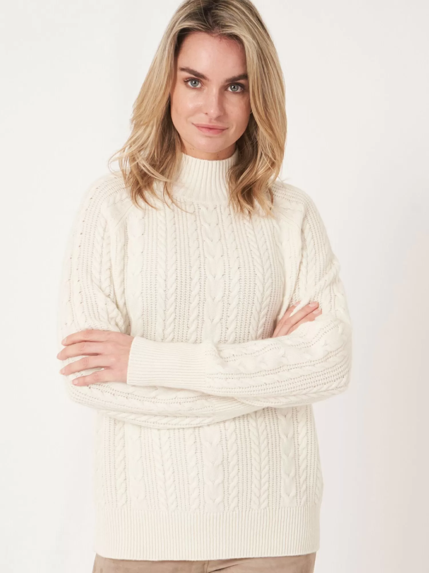 Shop Cashmere Kabeltrui Met Raglanmouwen Dames Truien