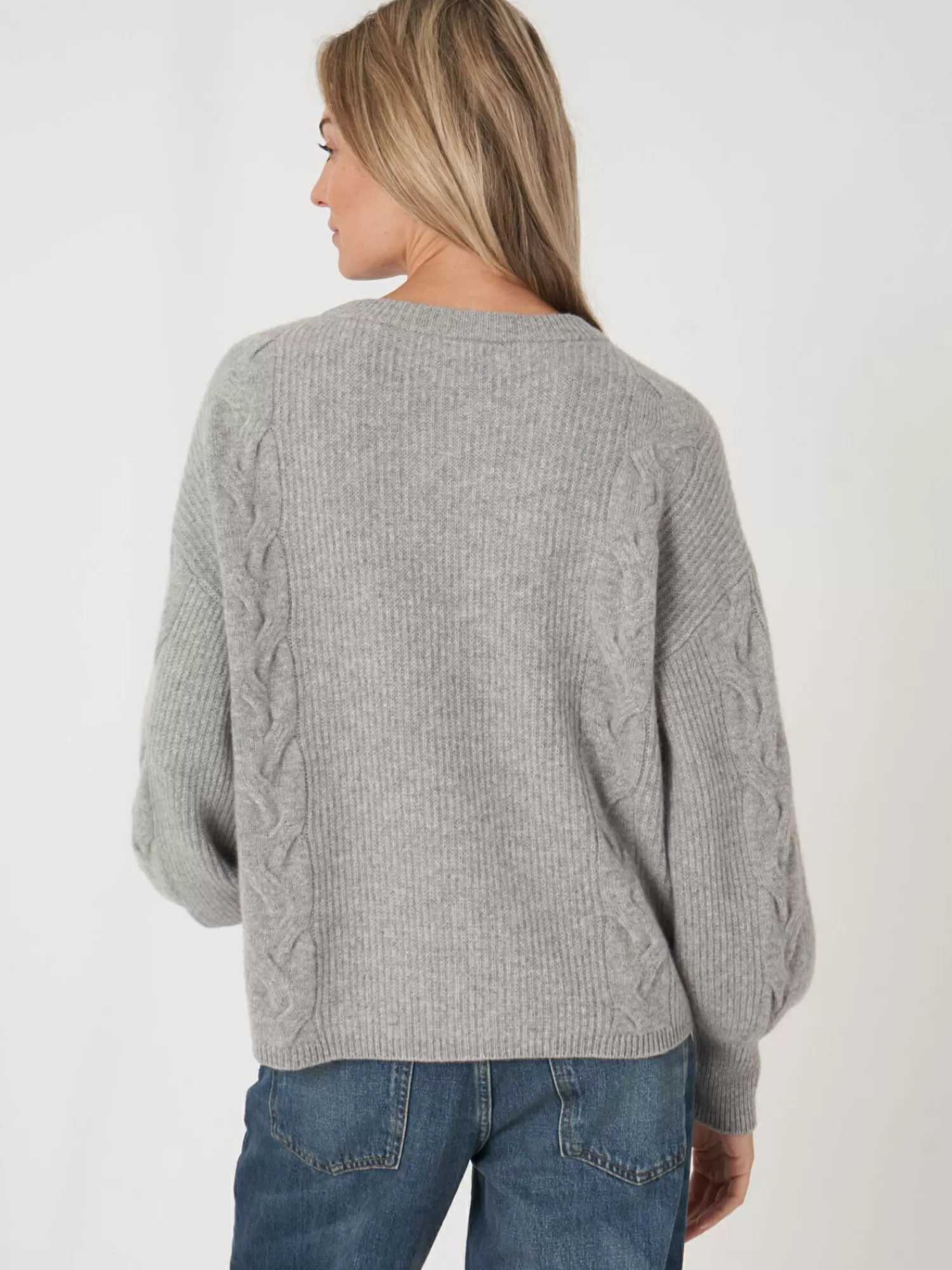 Clearance Cashmere Pullover Met Textuur En Pofmouwen Dames Truien