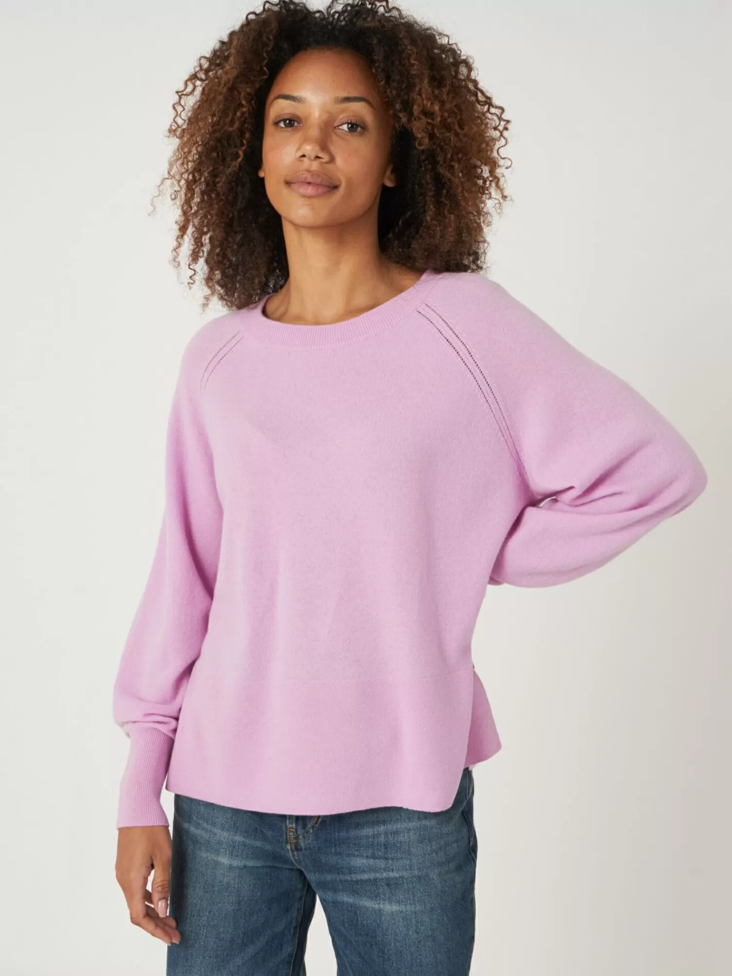 Shop Cashmere Raglan Trui Met Hoge Ribboord En Zijsplit Dames Truien