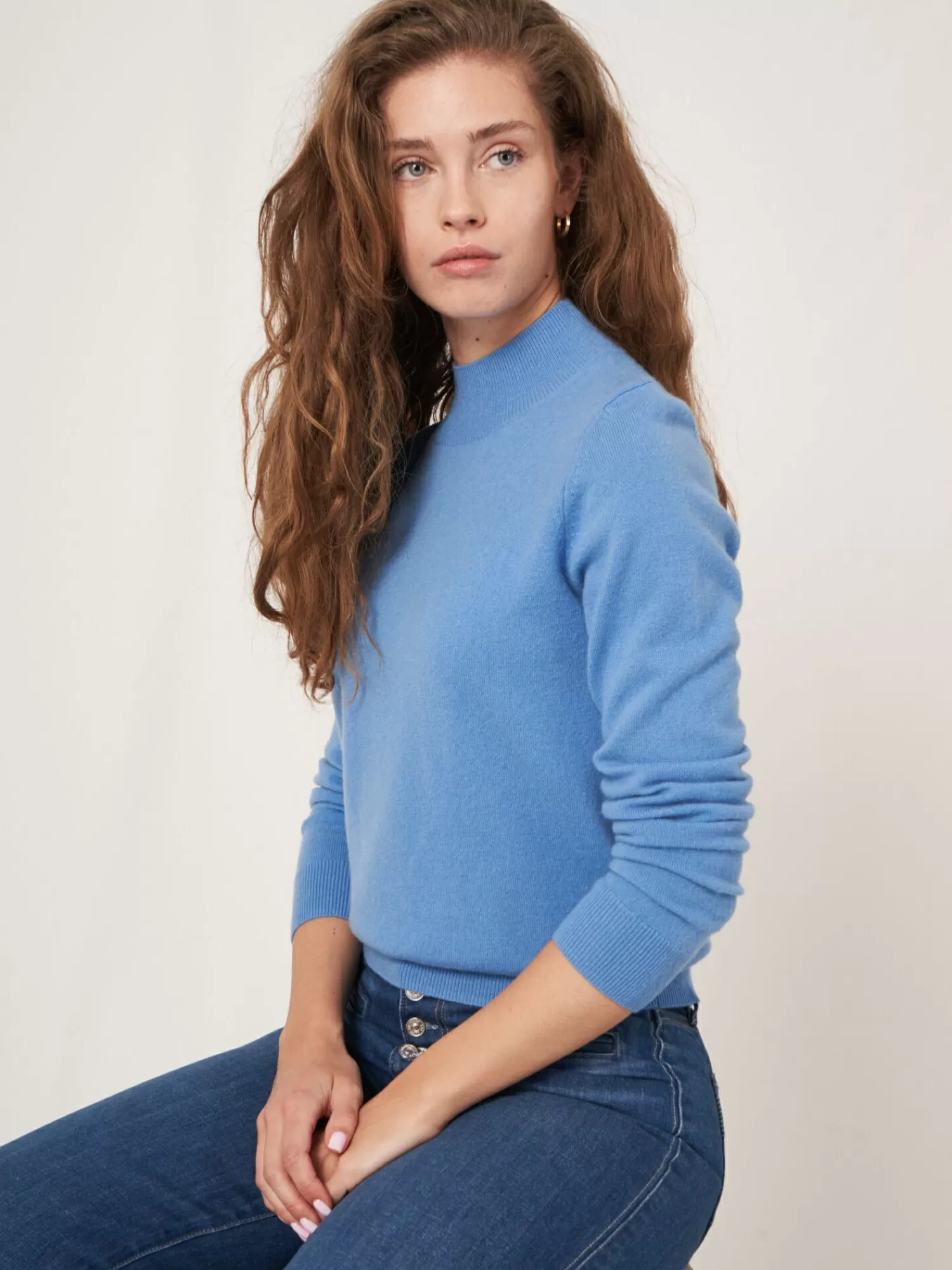 Best Cashmere Trui Met Opstaande Kraag Dames Truien