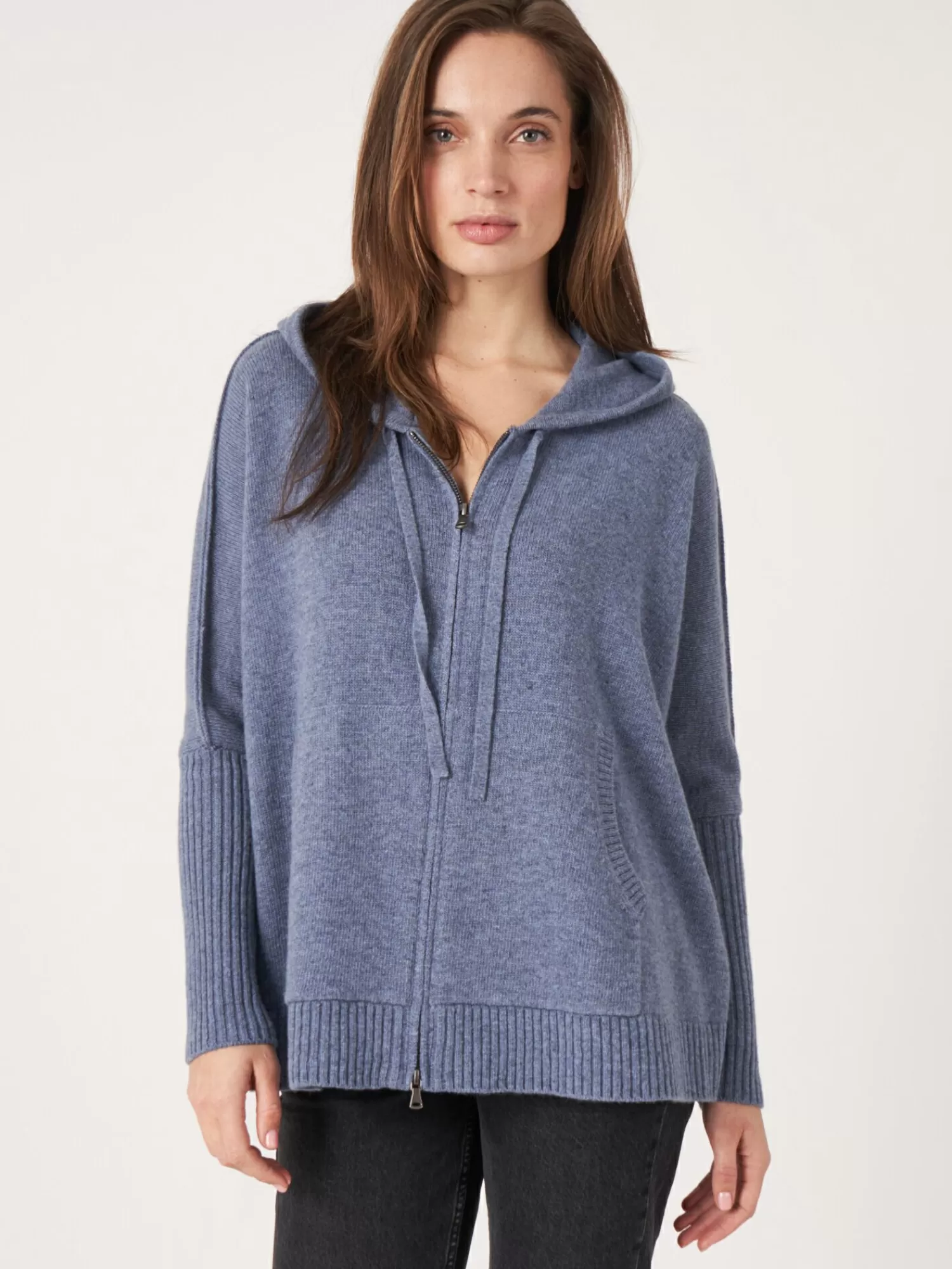 Sale Casual Gebreide Hoodie Met Rits Dames Vesten