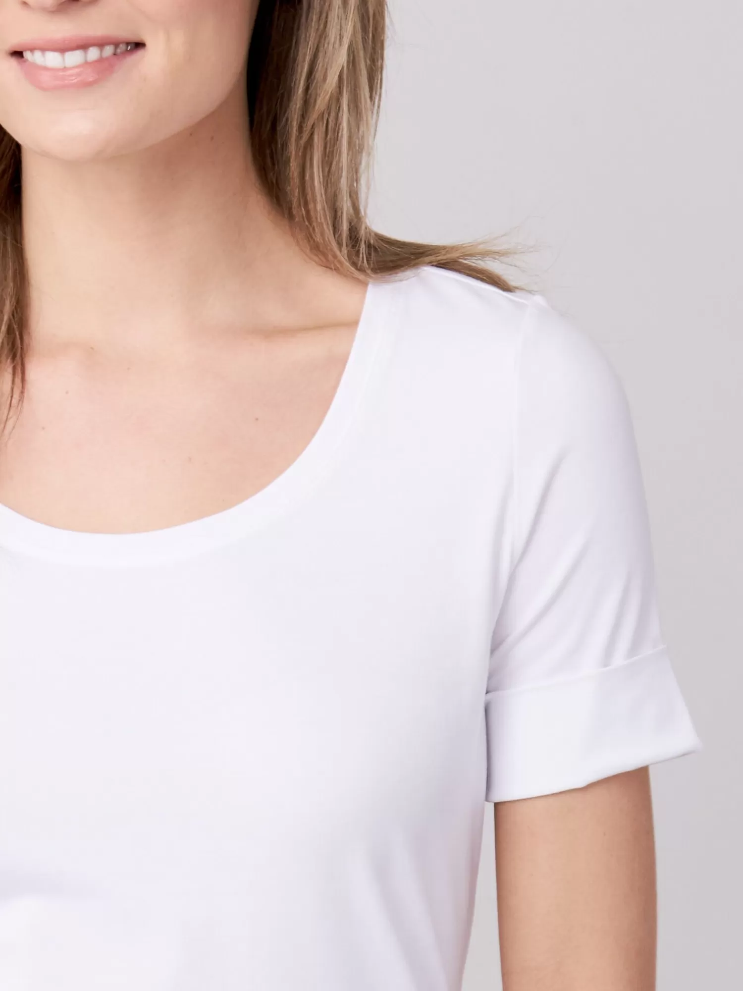 Online Dames T-Shirt Met Opgerolde Mouwen Dames Tops