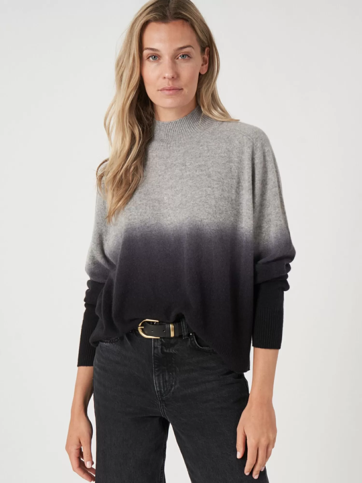 Cheap Dip Dye Cashmere Trui Met Opstaande Kraag Dames Truien