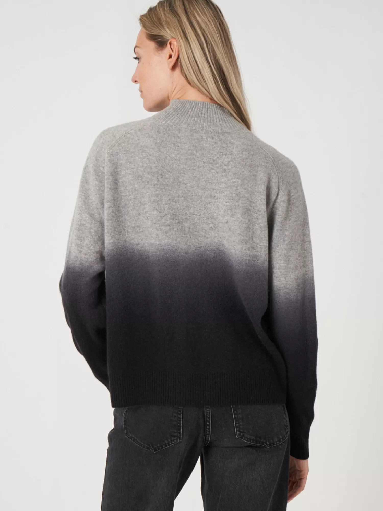 Cheap Dip Dye Cashmere Trui Met Opstaande Kraag Dames Truien