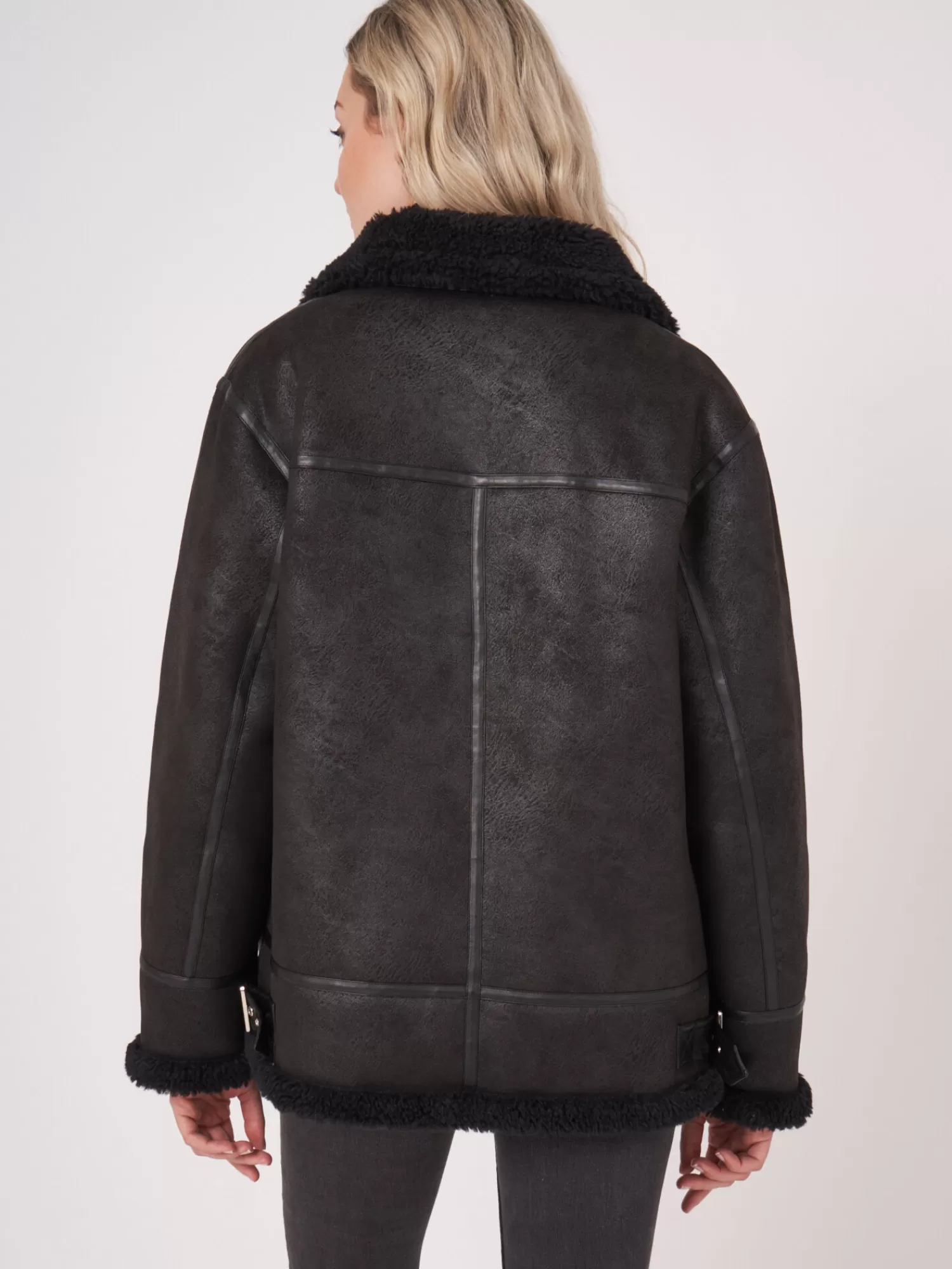 Hot Faux Shearling Bikerjas Dames Jassen