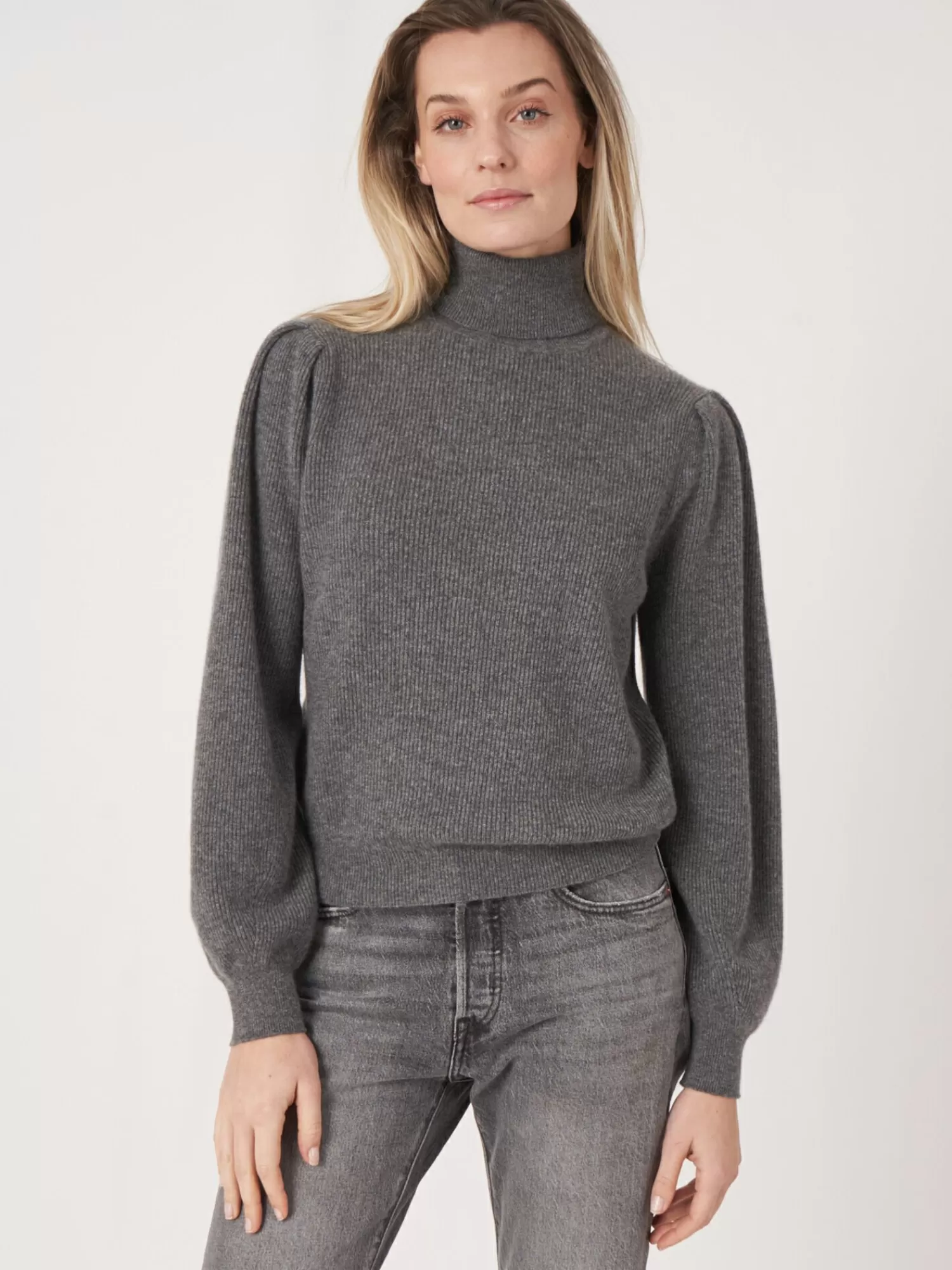 Cheap Fijn Gebreide Cashmere Trui Met Hoge Kraag Dames Truien