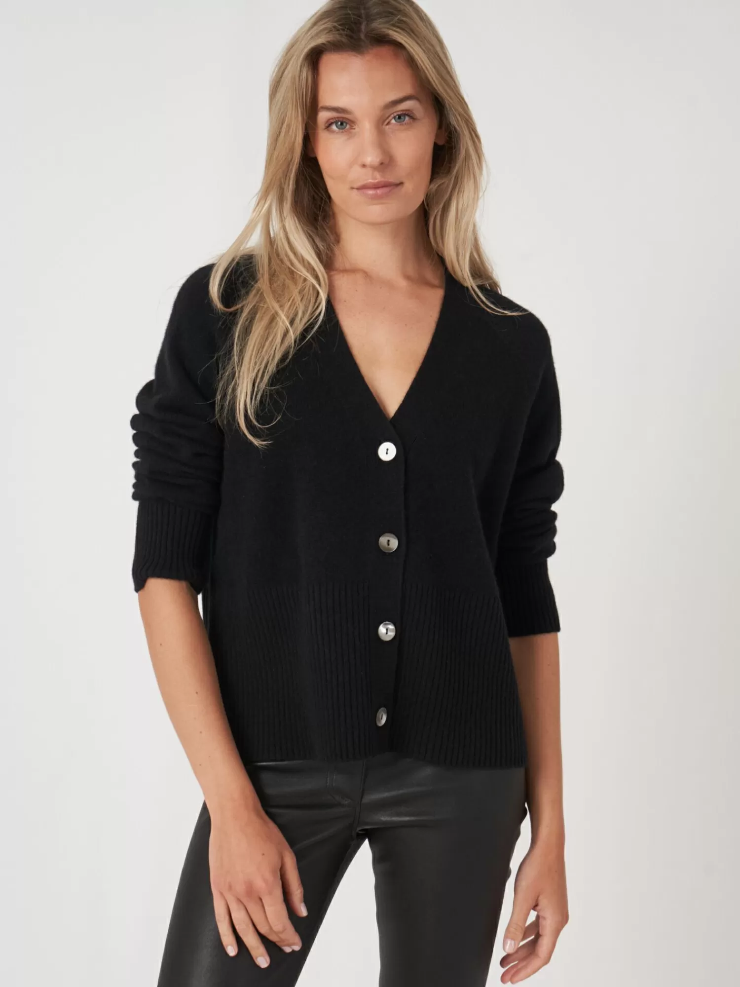 Cheap Geknoopt Cashmere Vest Met Geribde V-Hals Dames Vesten