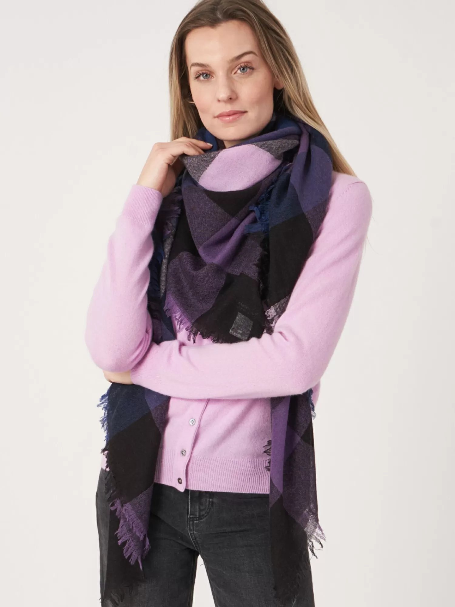 Flash Sale Geweven Sjaal Met Ruitpatroon Van Cashmere-Mix Dames Sjaals