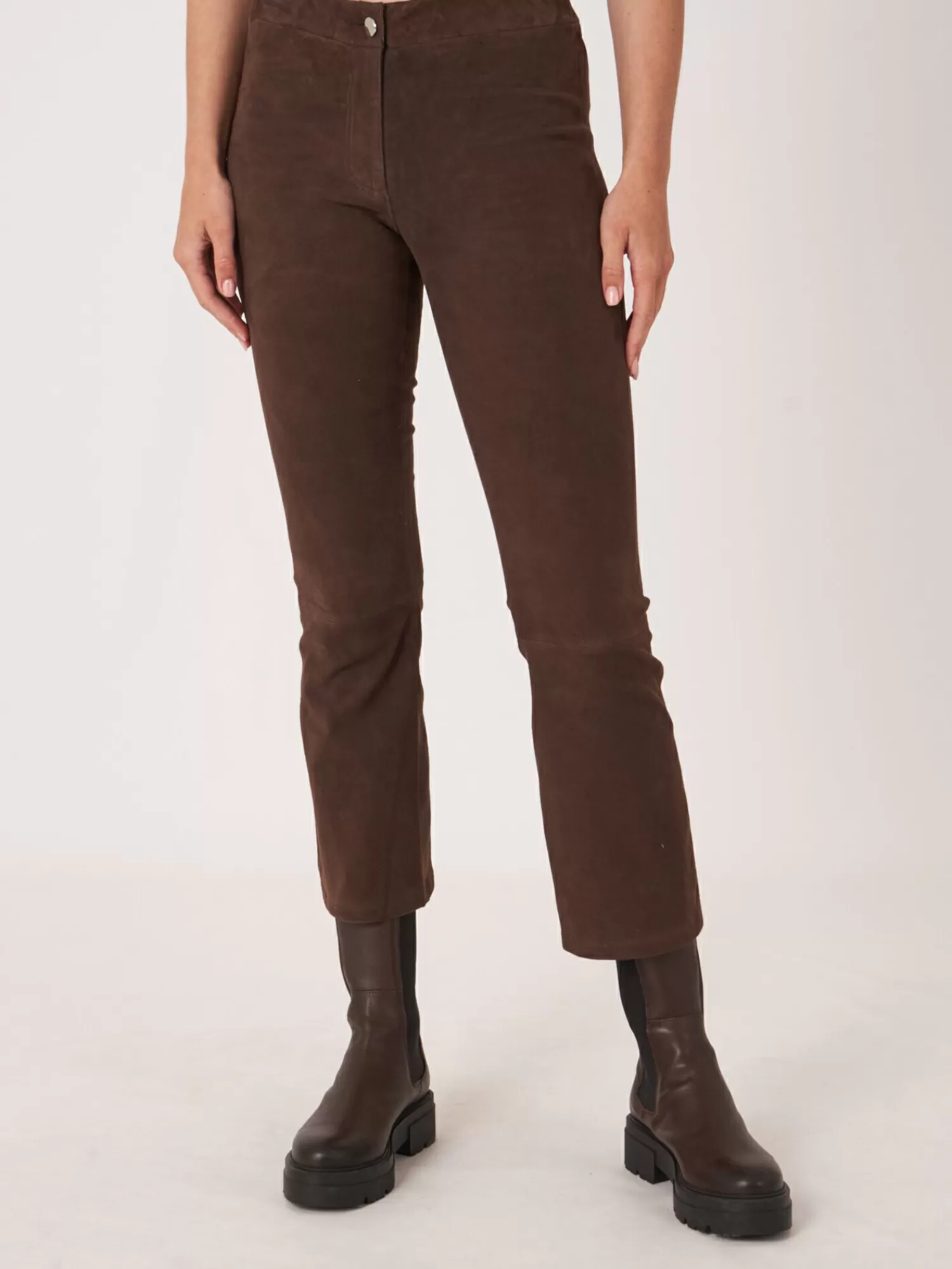 Best Sale Korte Bootcut Broek Van Suede Dames Broeken