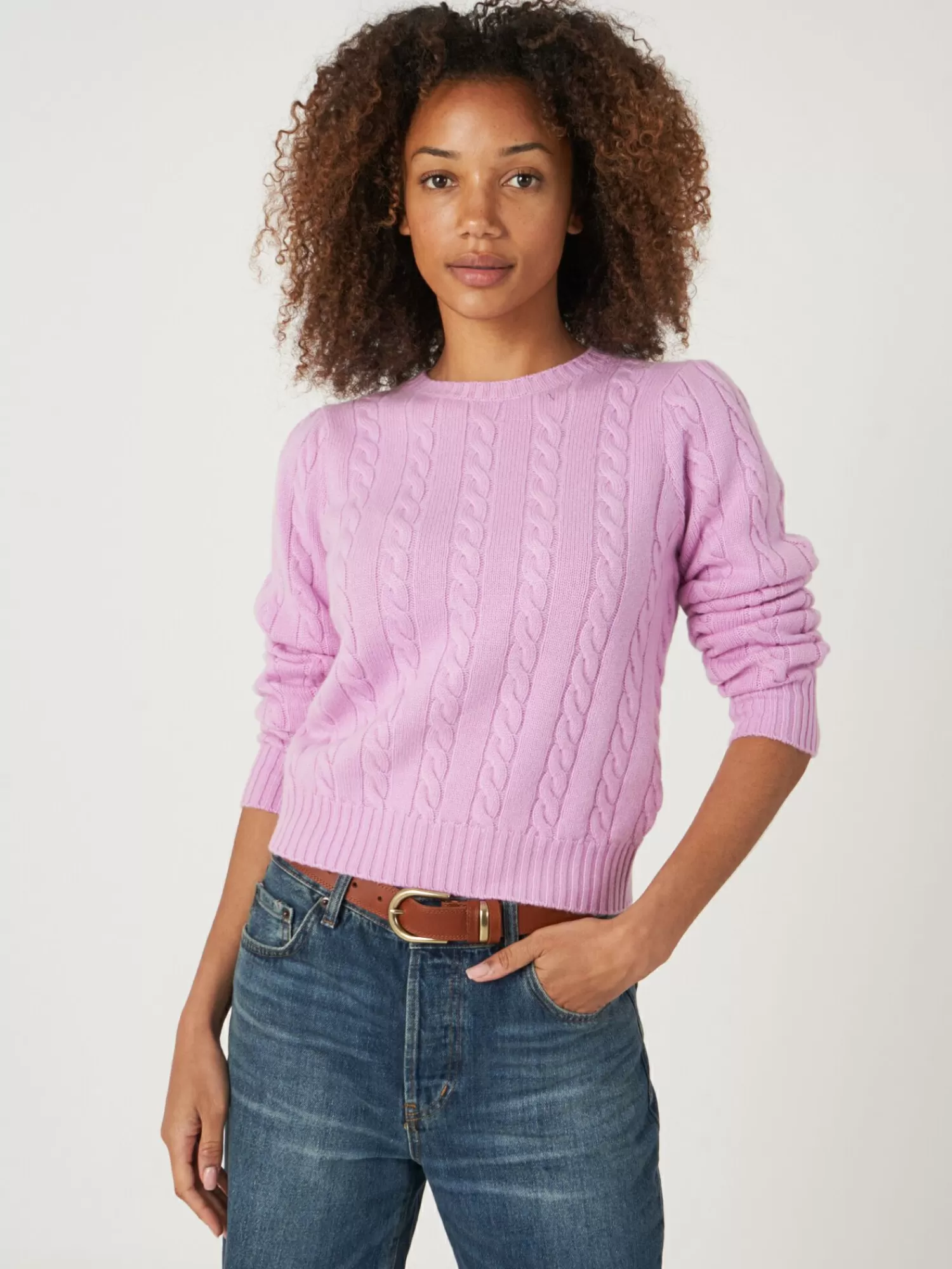 Shop Korte, Gebreide Sweater Met Kabelpatroon Van Cashmeremix Dames Truien