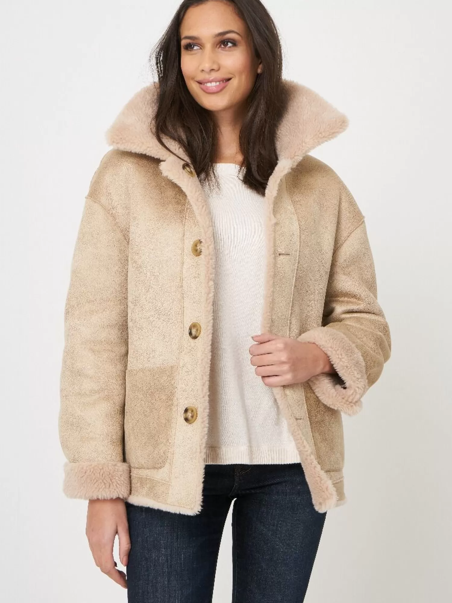 Best Sale Korte Omkeerbare Faux Shearling Jas Dames Jassen & Blazers