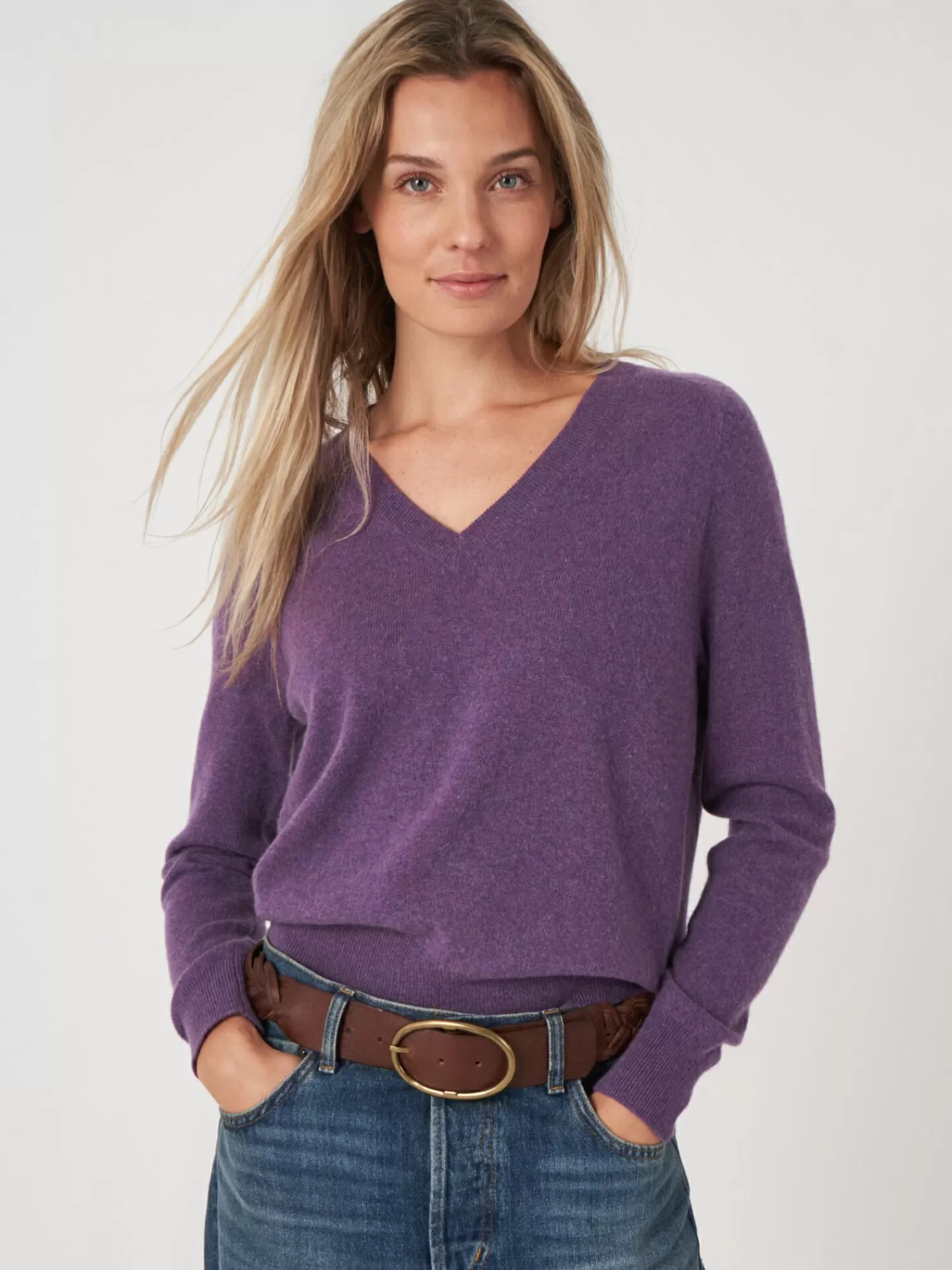 Cheap Lichte Cashmere Pullover Met V-Hals Dames Organic Cashmere