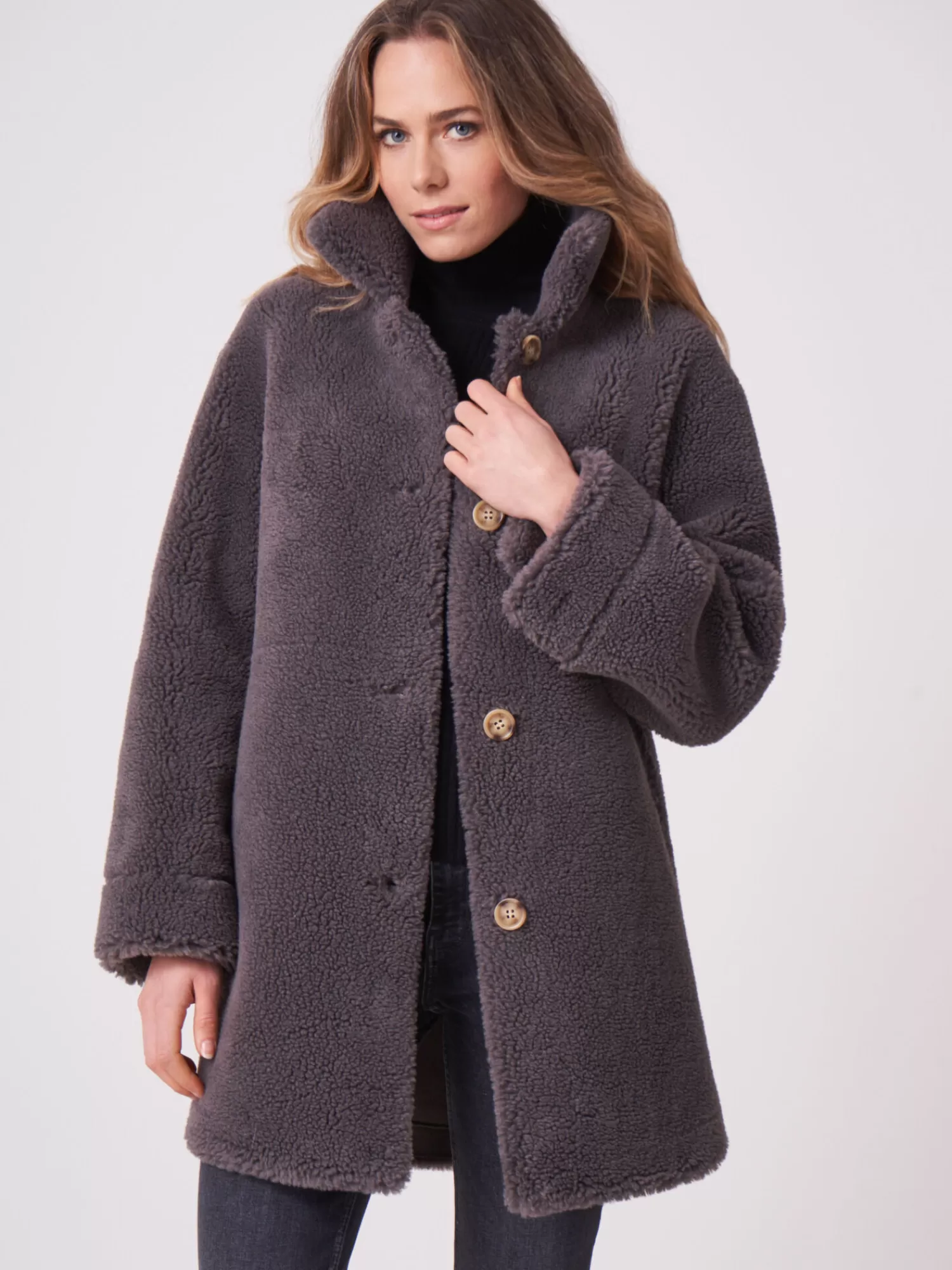 Flash Sale Omkeerbare Wollen Faux Shearling J Dames Jassen