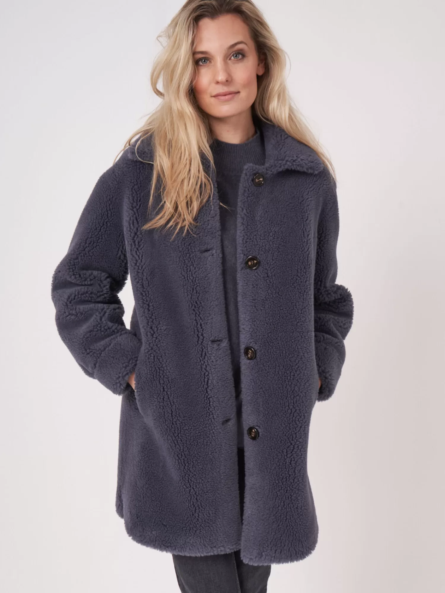 Clearance Omkeerbare Wollen Faux Shearling Jas Dames Jassen