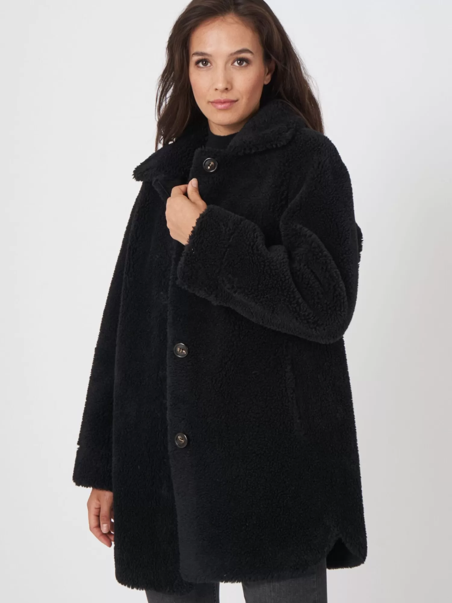 Flash Sale Omkeerbare Wollen Faux Shearling Jas Dames Jassen