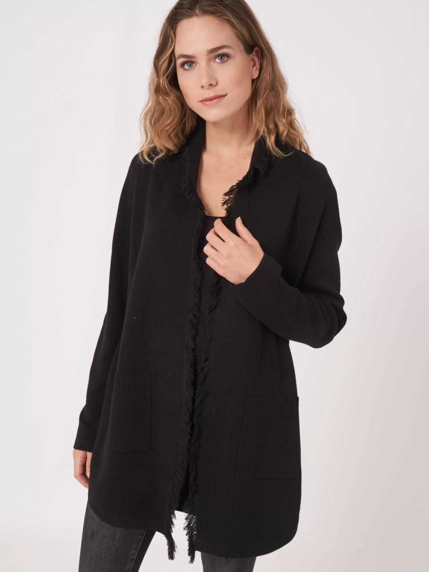 Flash Sale Open Cardigan Met Sjaalkraag Met Franjes Dames Vesten