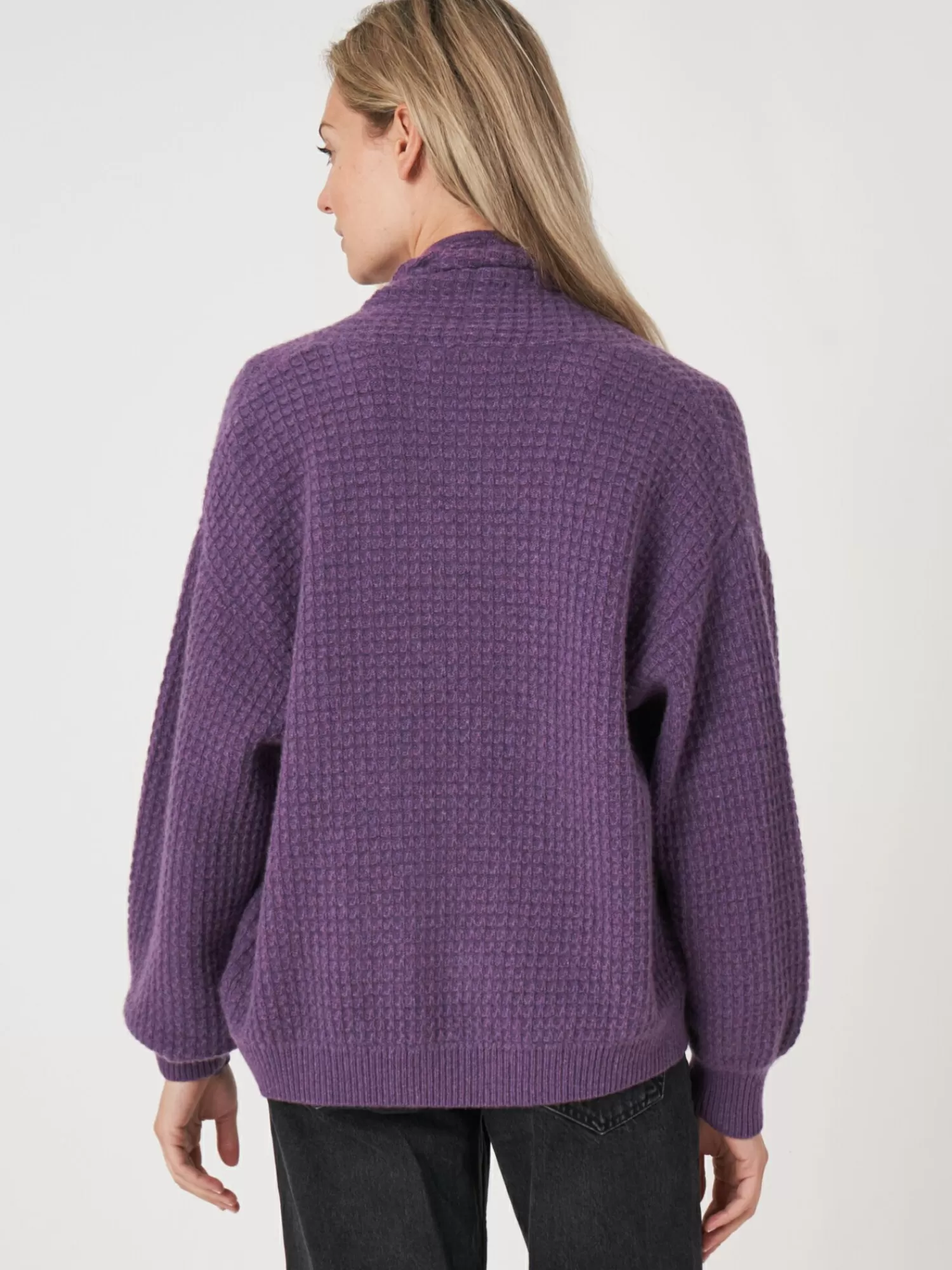 New Open Cashmere Vest Met Textuur Dames Vesten