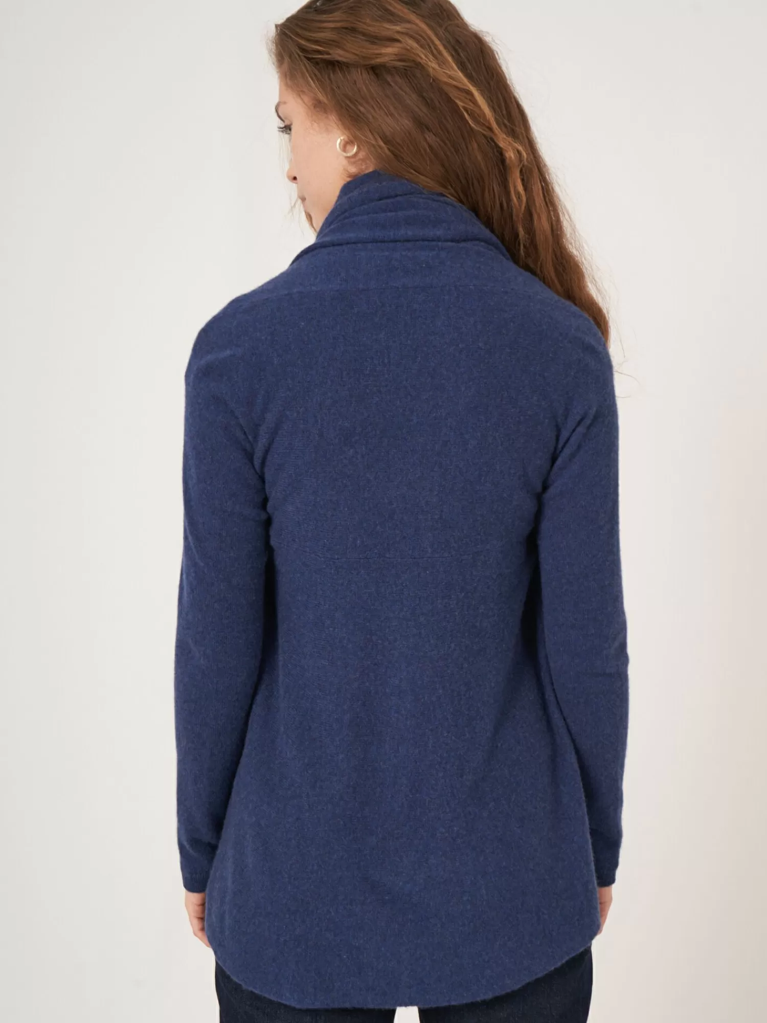 Outlet Open Organisch Cashmere Vest Met Sjaalkraag Dames Vesten