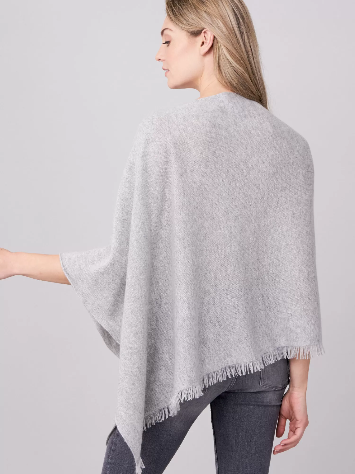 Cheap Organisch Cashmere Poncho Met Franjes Dames Poncho's