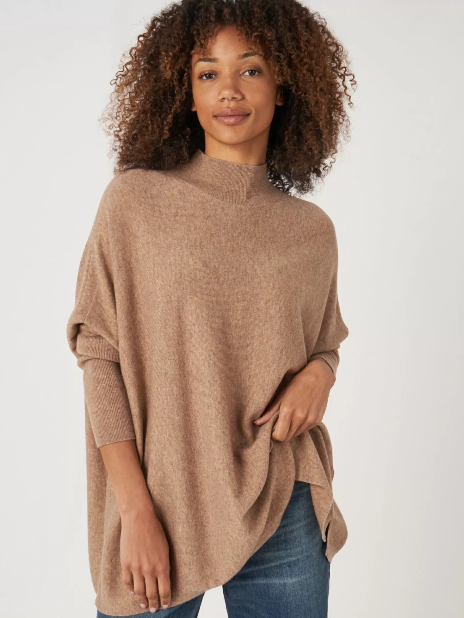 Clearance Oversized Fijn Gebreide Poncho Trui Van Cashmere-Mix Dames Truien