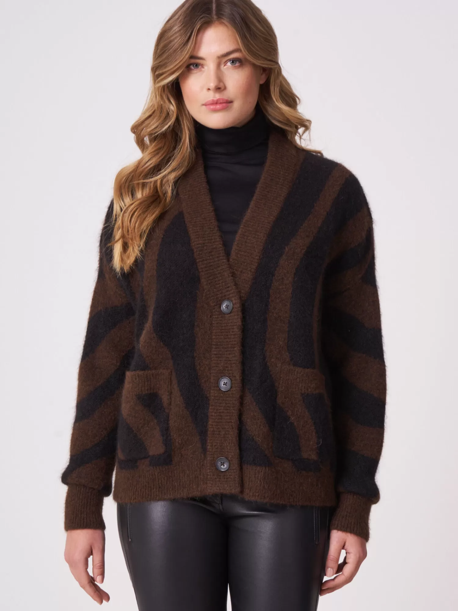 Shop Oversized Gebreide Intarsia V-Hals Trui Dames Truien