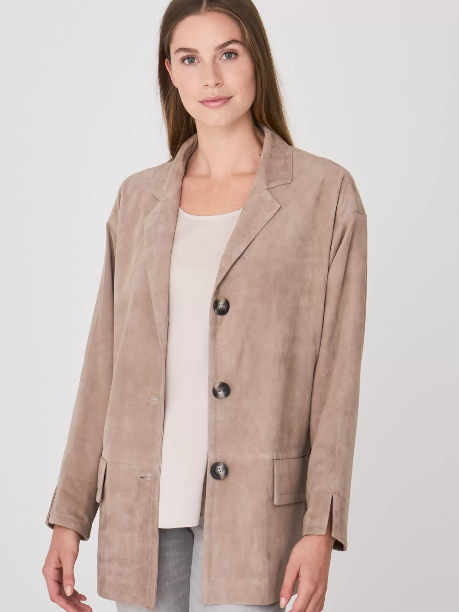 Clearance Oversized Suede Blazer Dames Leer