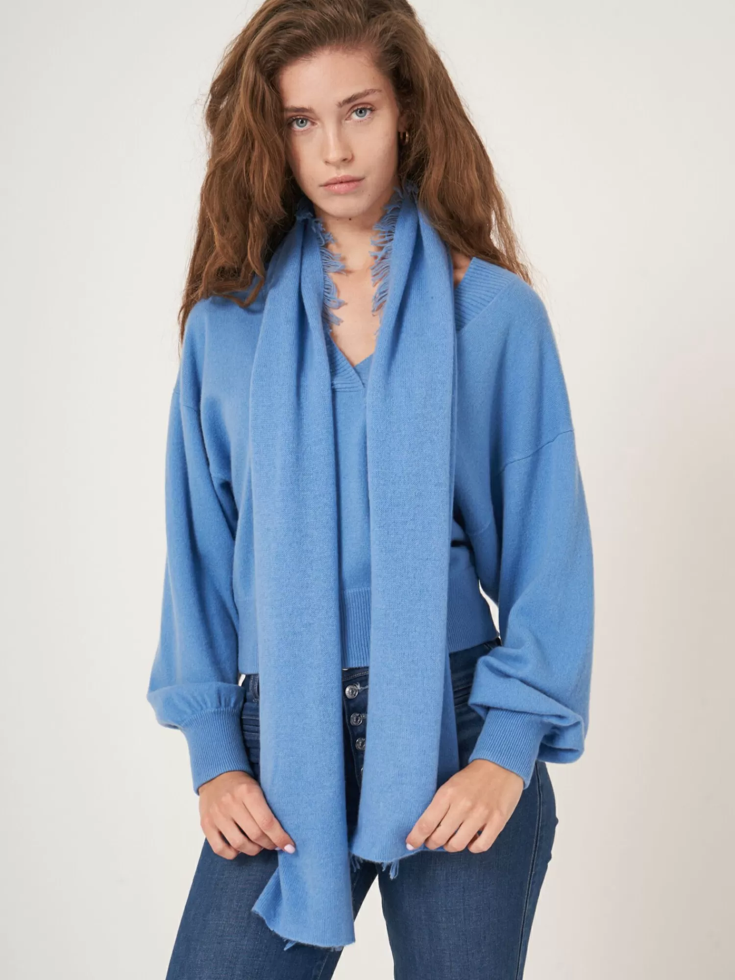 Outlet Sjaal Met Franjes Van Biologisch Cashmere Dames Sjaals