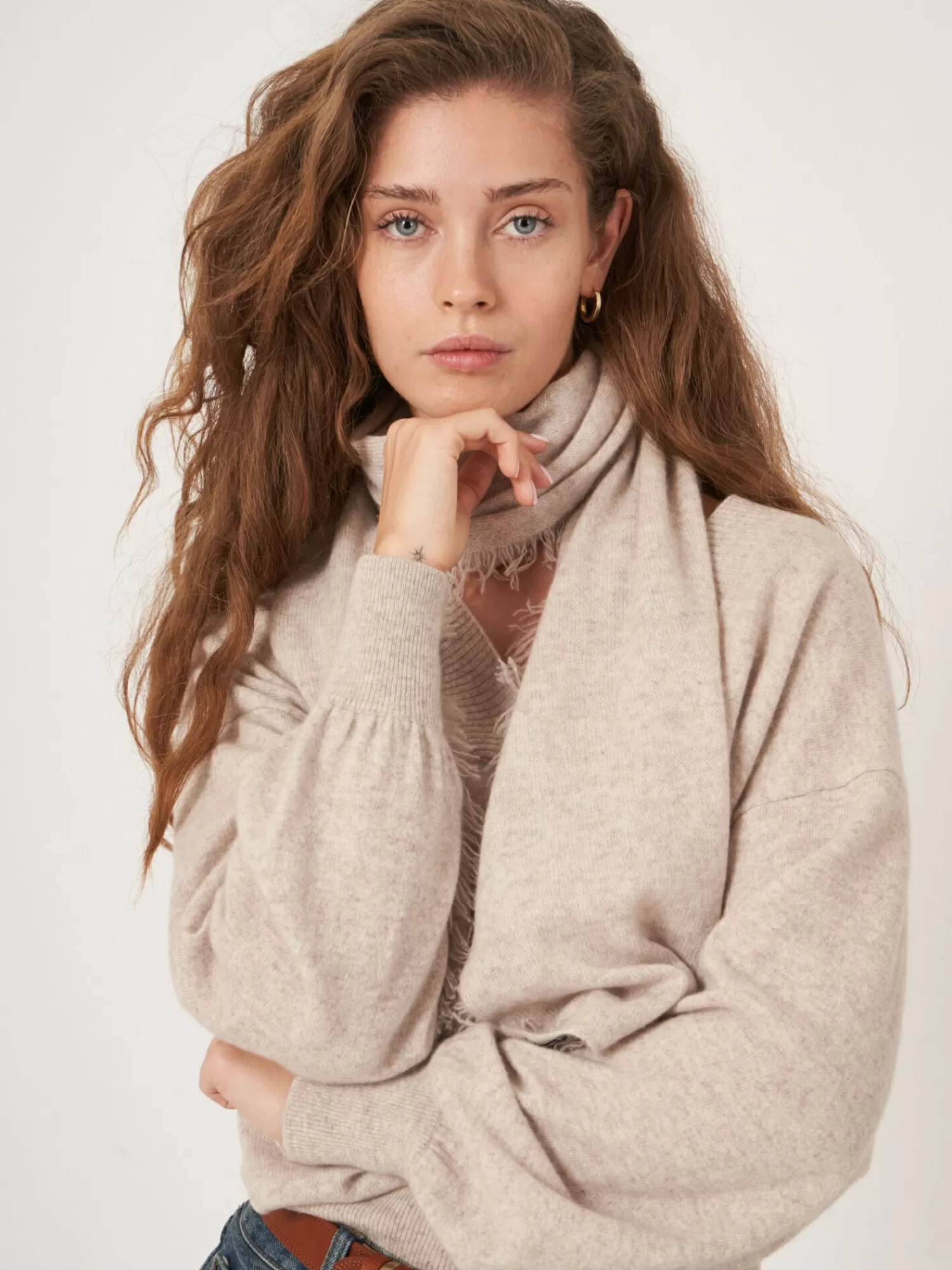 Discount Sjaal Met Franjes Van Biologisch Cashmere Dames Sjaals