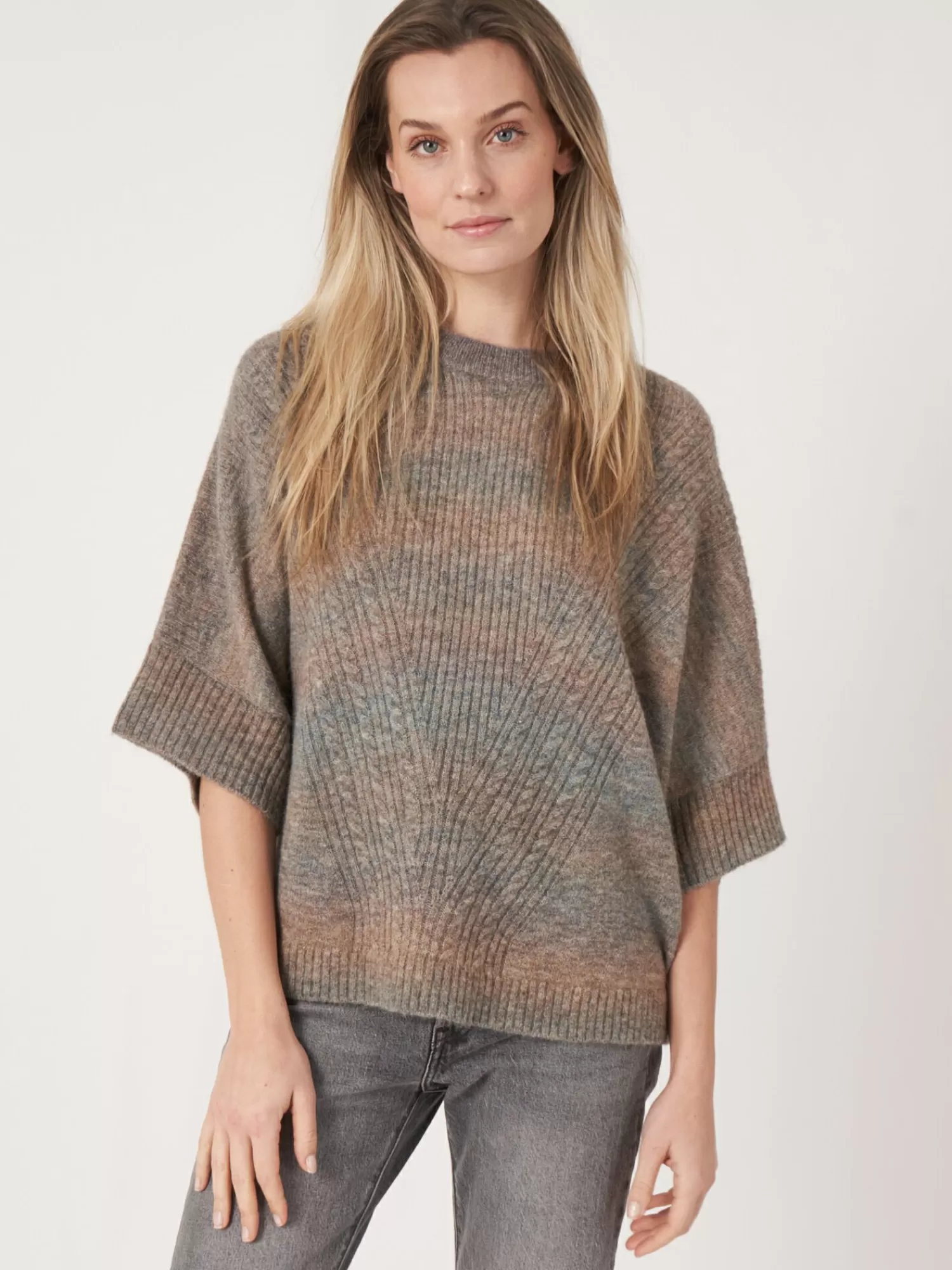 Cheap Space Dye Poncho Van Italiaanse Wol-Mix Dames Truien