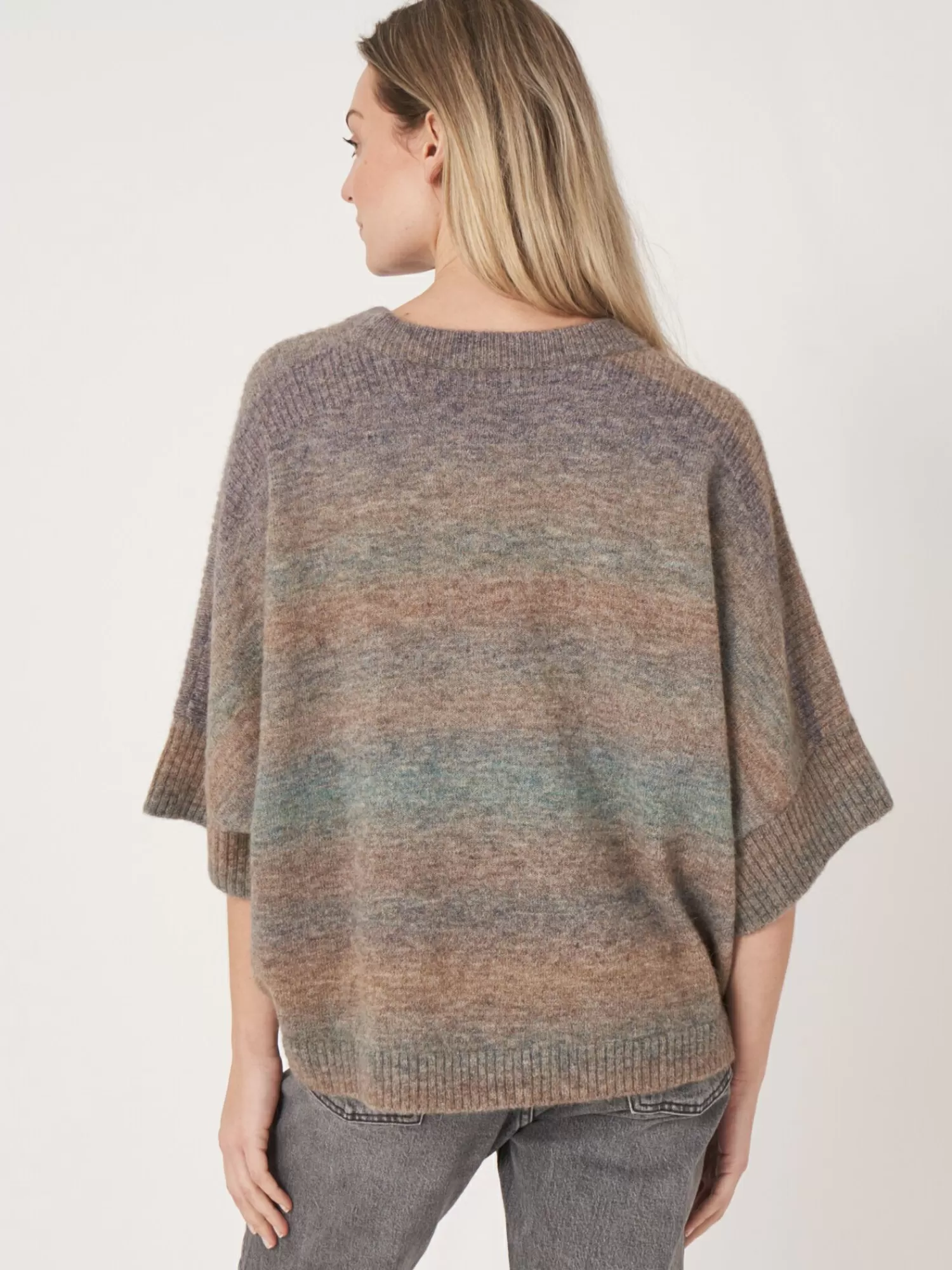 Cheap Space Dye Poncho Van Italiaanse Wol-Mix Dames Truien