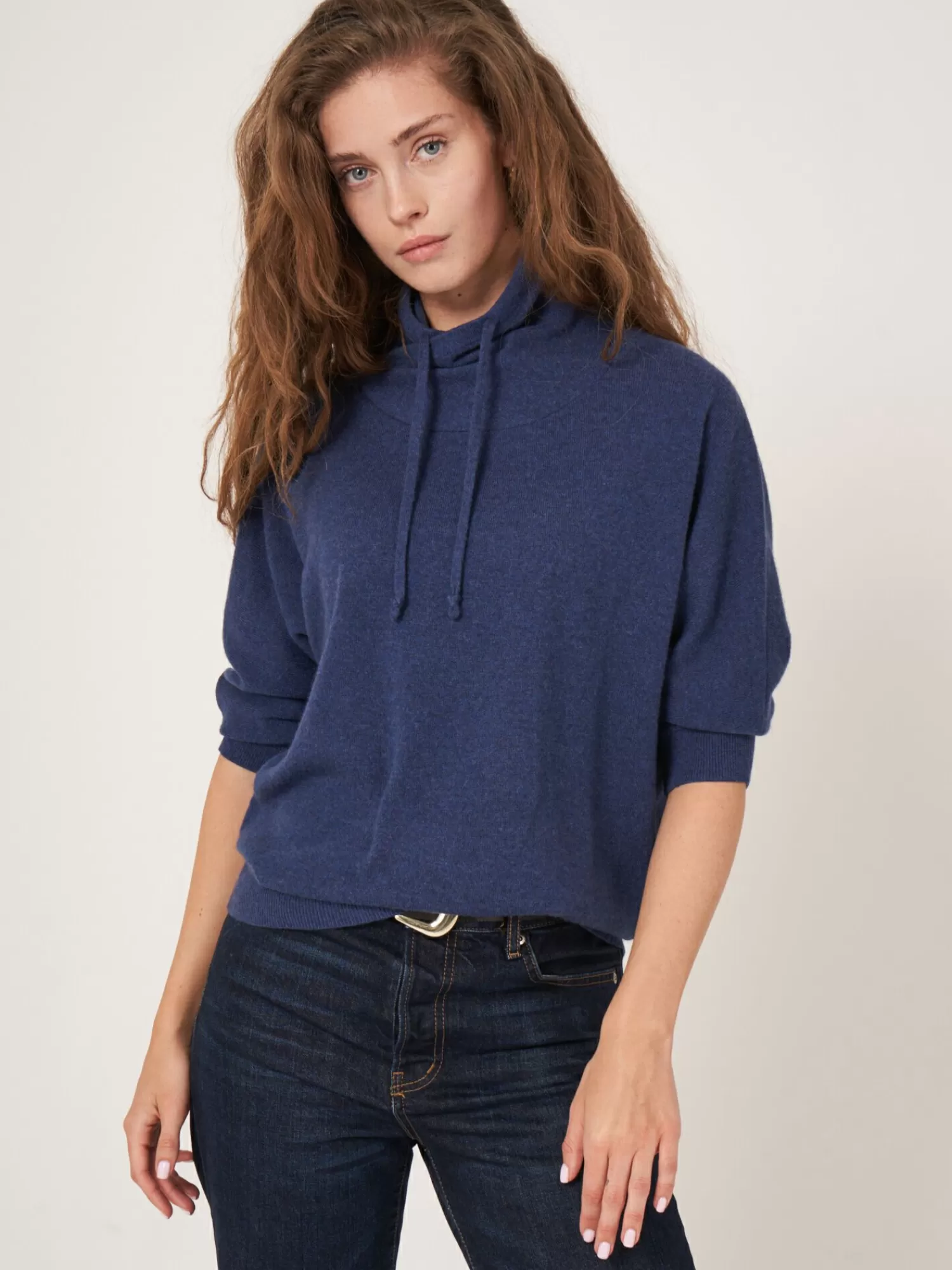Flash Sale Sportieve Cashmere Trui Met Opstaande Kraag Met Trekkoord Dames Truien