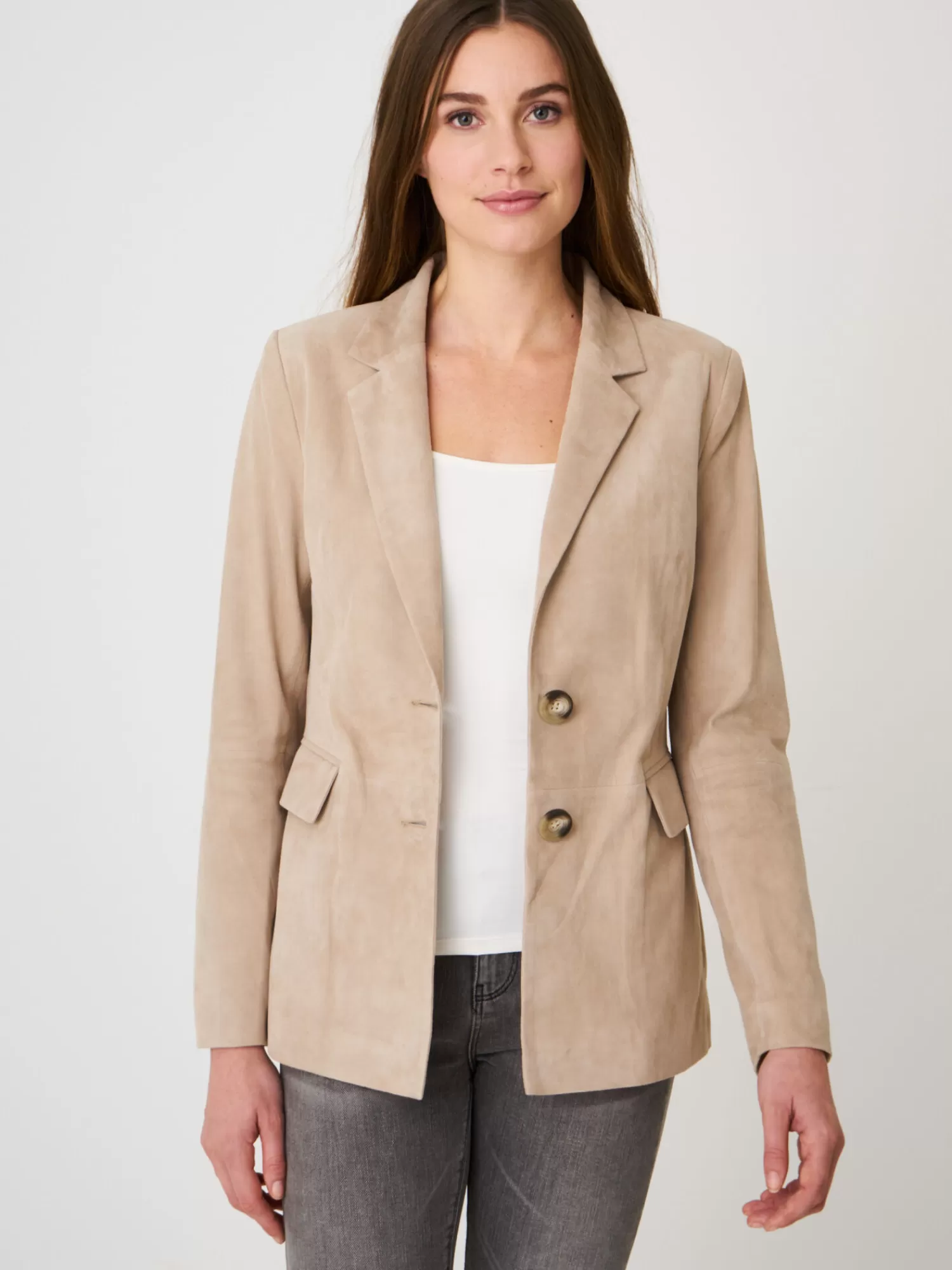 Best Suede Blazer Met Getailleerde Fit Dames Leer