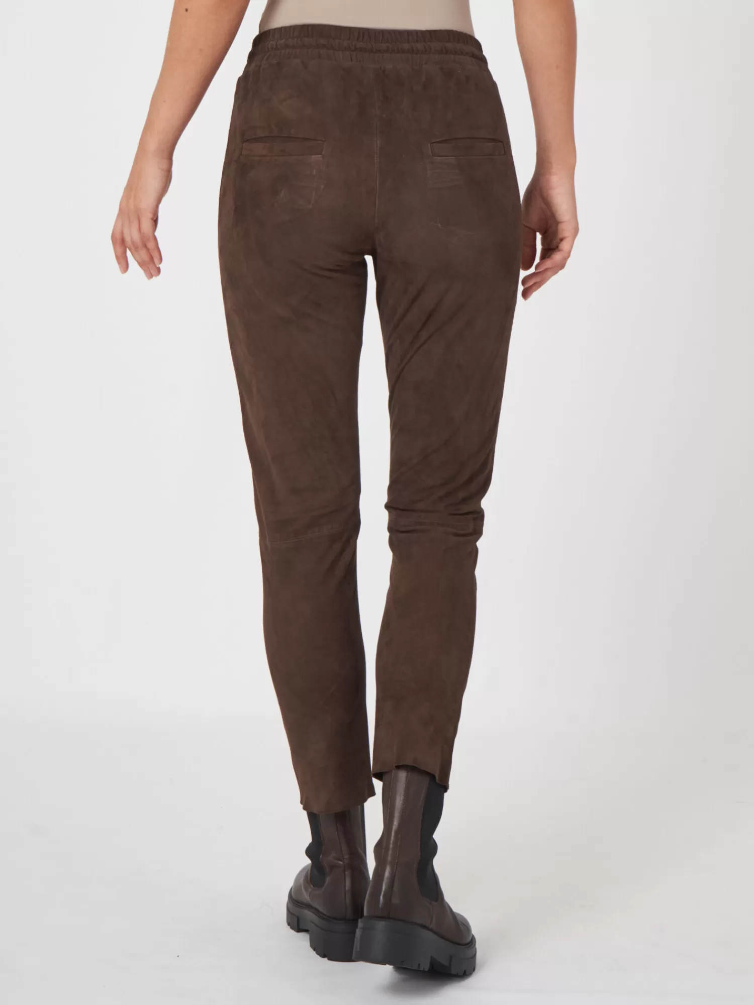 Best Suede Leren Broek Met Elastische Tailleband Dames Broeken