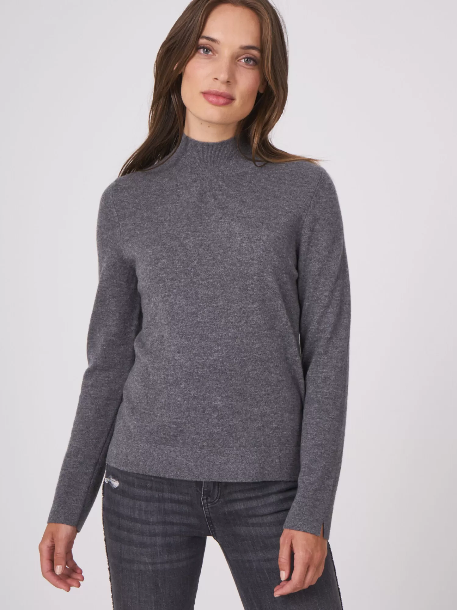 Best Sale Trui Met Opstaande Kraag Van Organisch Cashmere Dames Truien