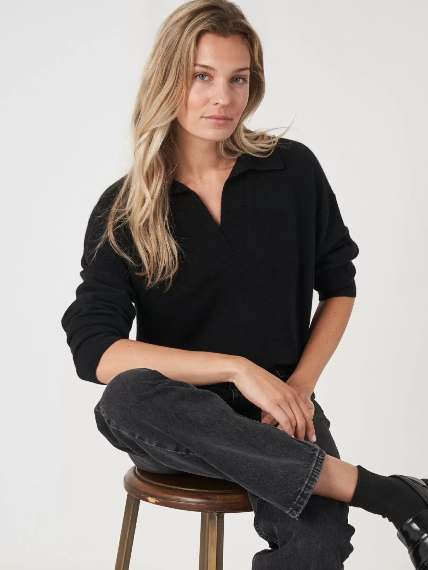 Online Trui Met Polokraag Van Biologisch Cashmere Dames Truien