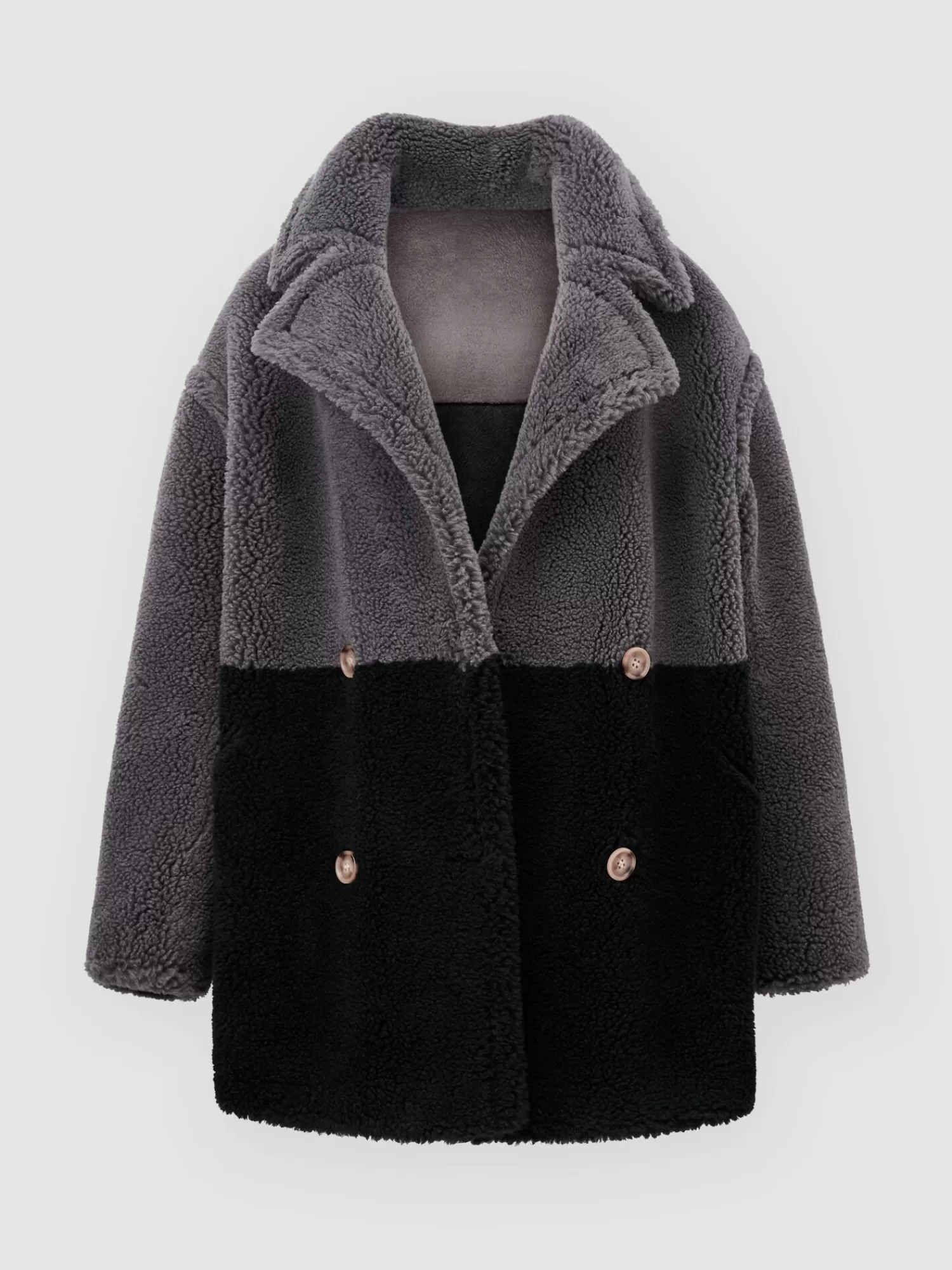 Online Tweekleurige Omkeerbare Faux Shearling Jas Dames Leer