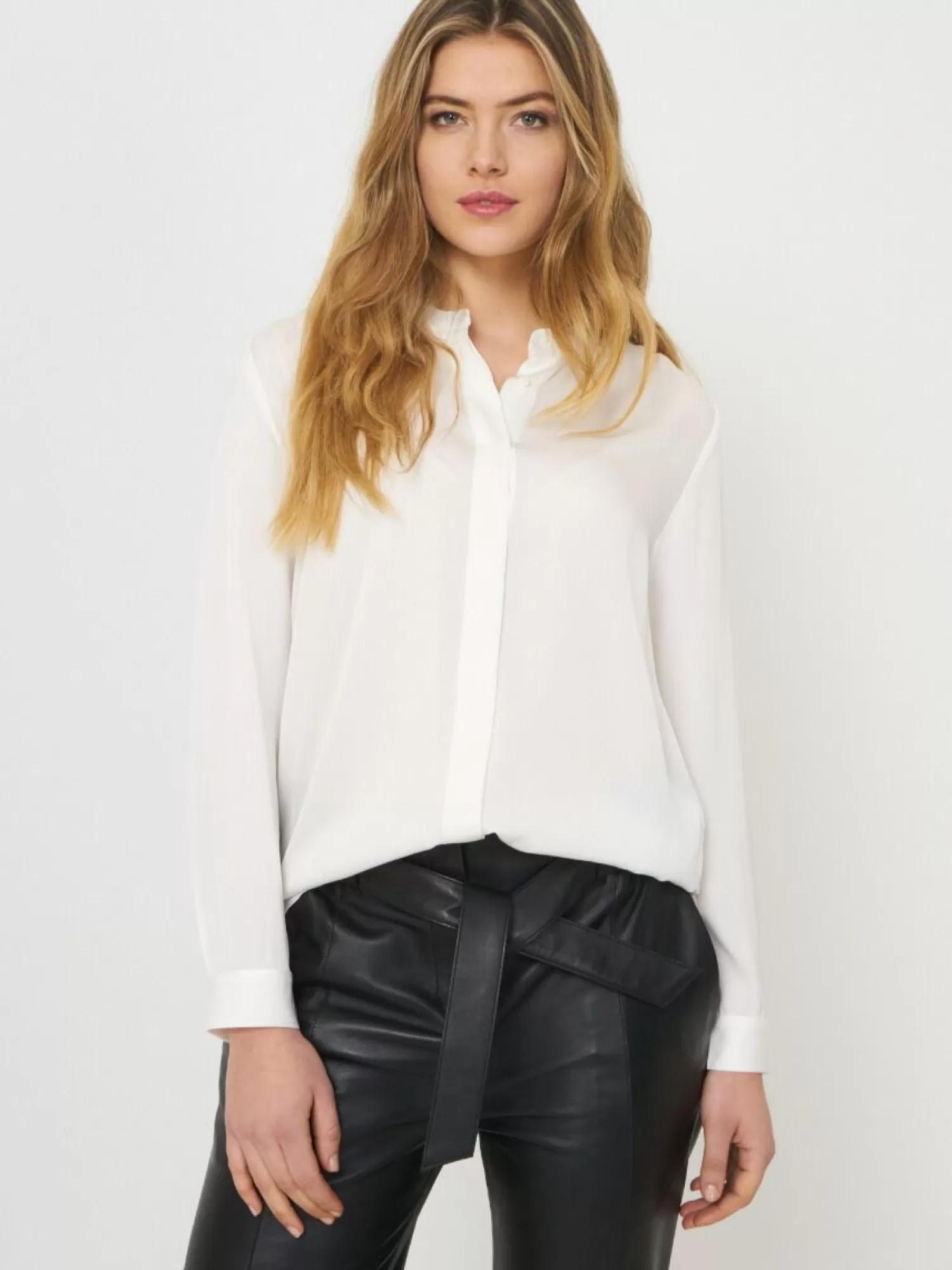 Best Zijden Blouse Met Mao-Kraag Dames Blouses